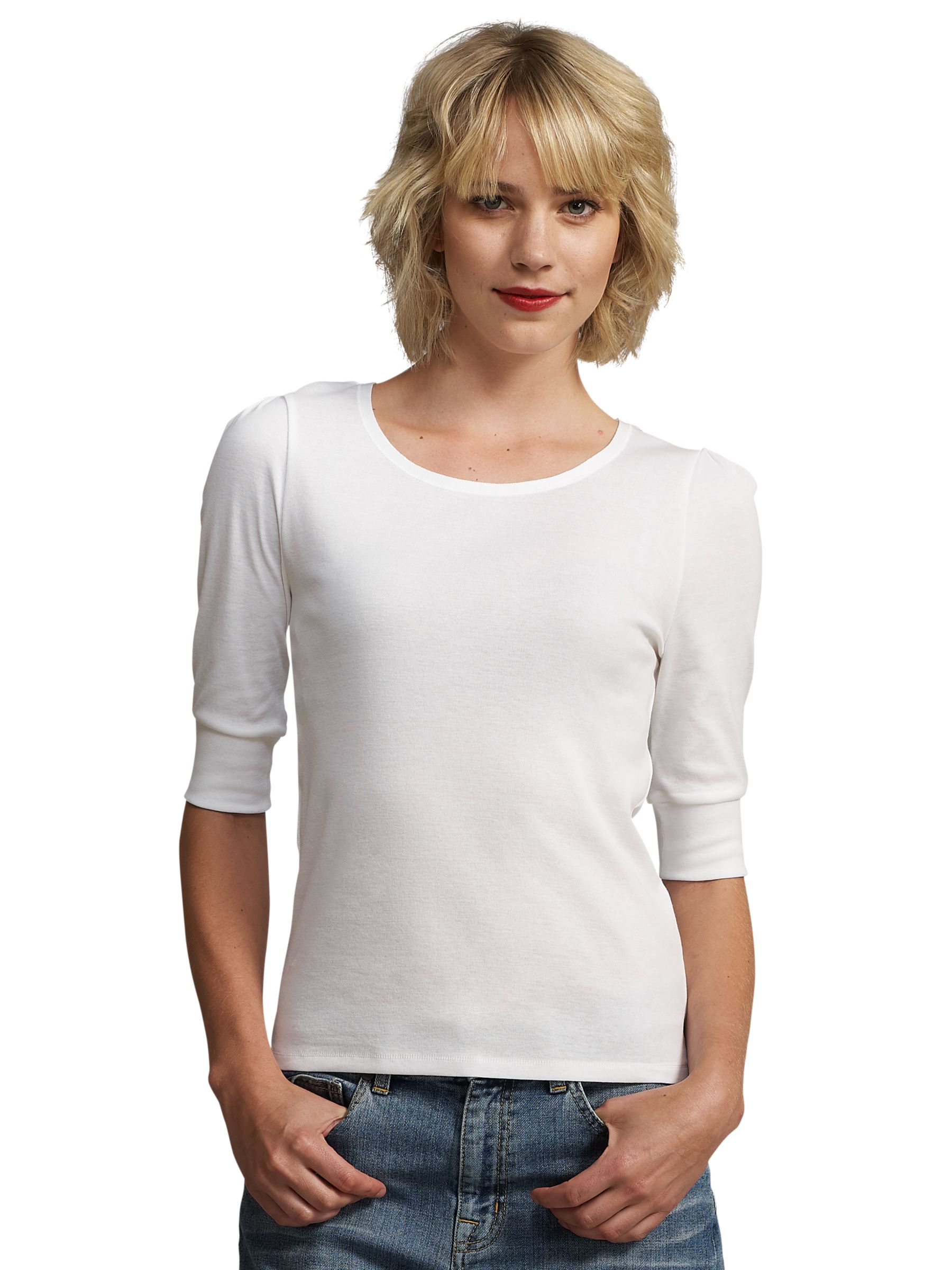 Whistles Hazel Mercerized Cotton T-Shirt, White