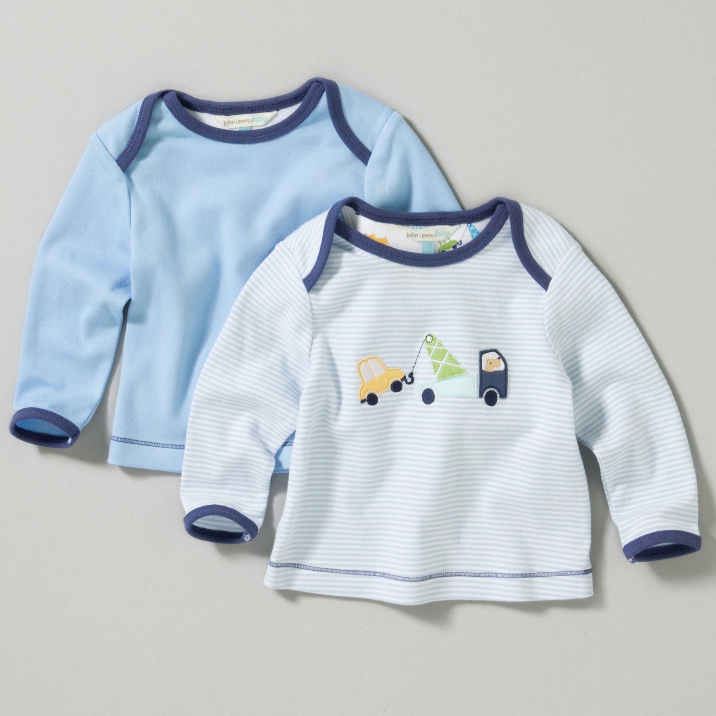 John Lewis Baby Truck and Stripe T-Shirts, Pack