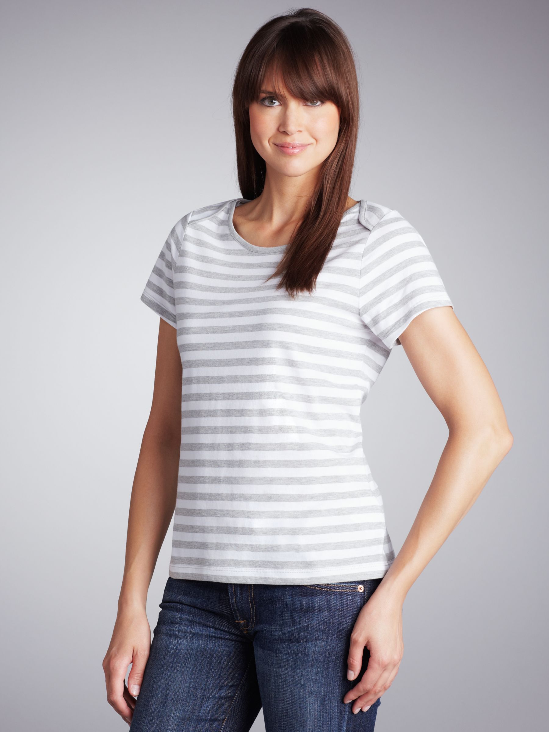 John Lewis Women Striped T-shirt, Grey