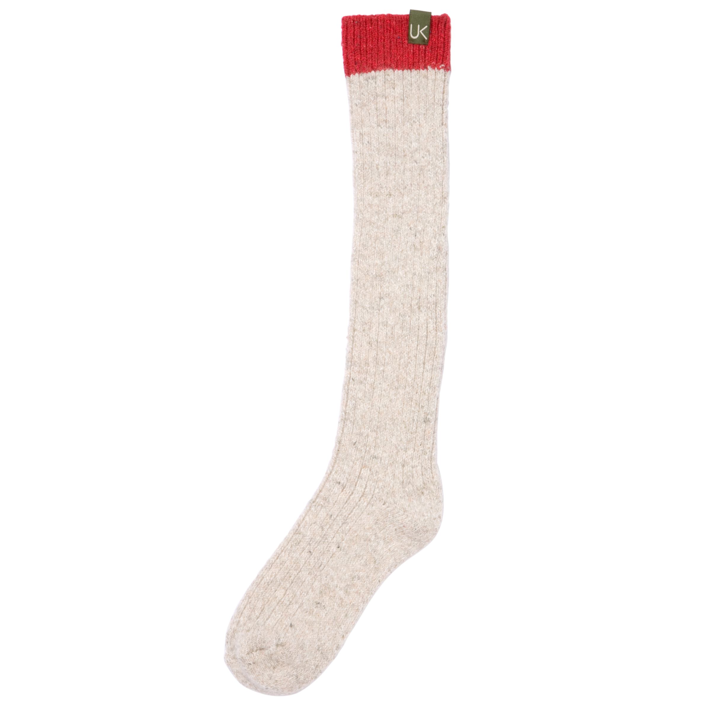 Urban Knit Wool Angora Mix Rib Knee High Socks Light Oatmeal