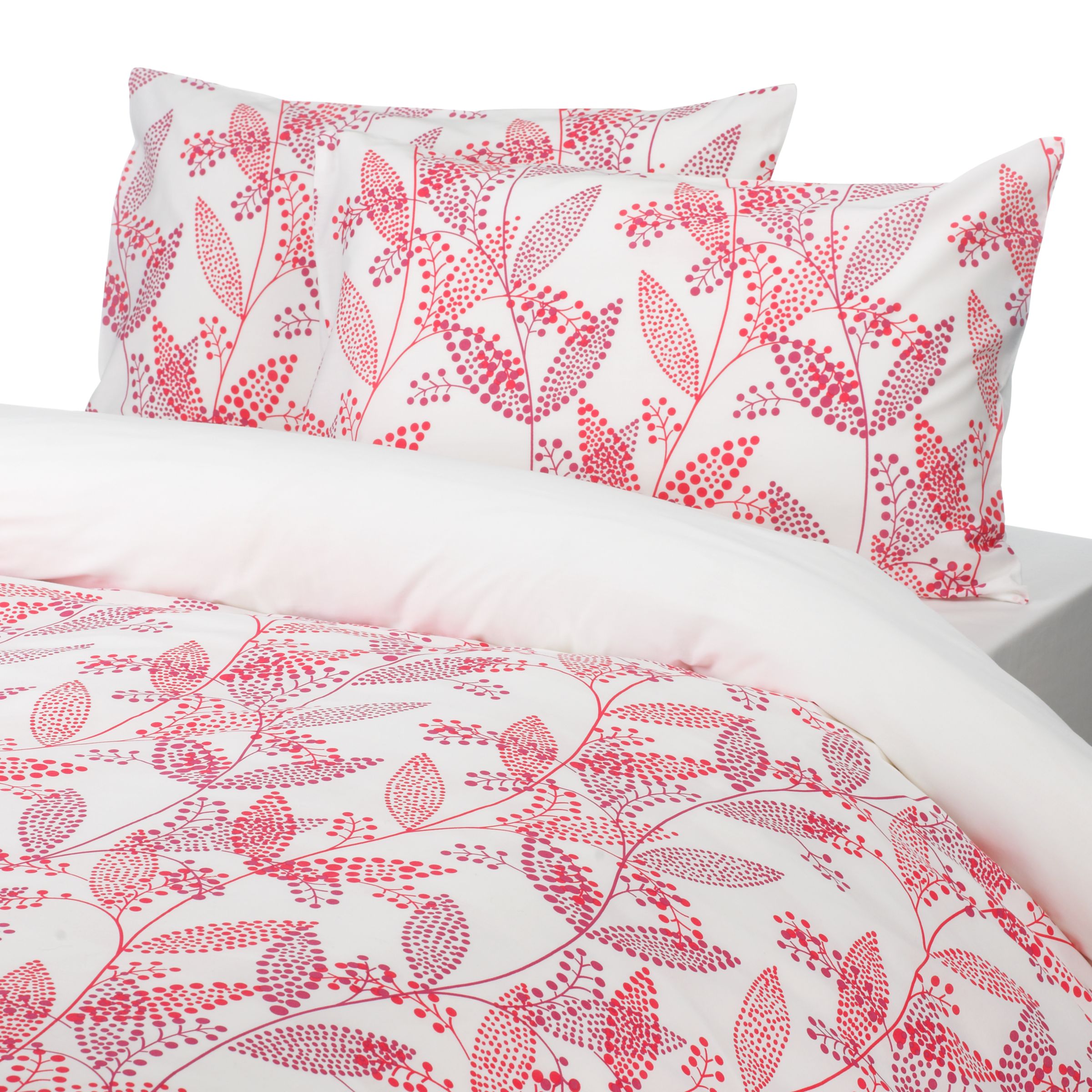 John Lewis Dotty Leaves Duvet Cover Sets, Pink