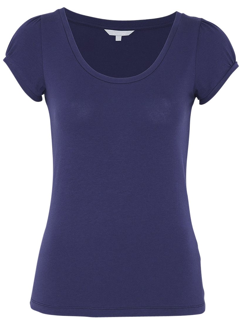Puff Sleeve Scoop Neck T-Shirt, Dark Lavender