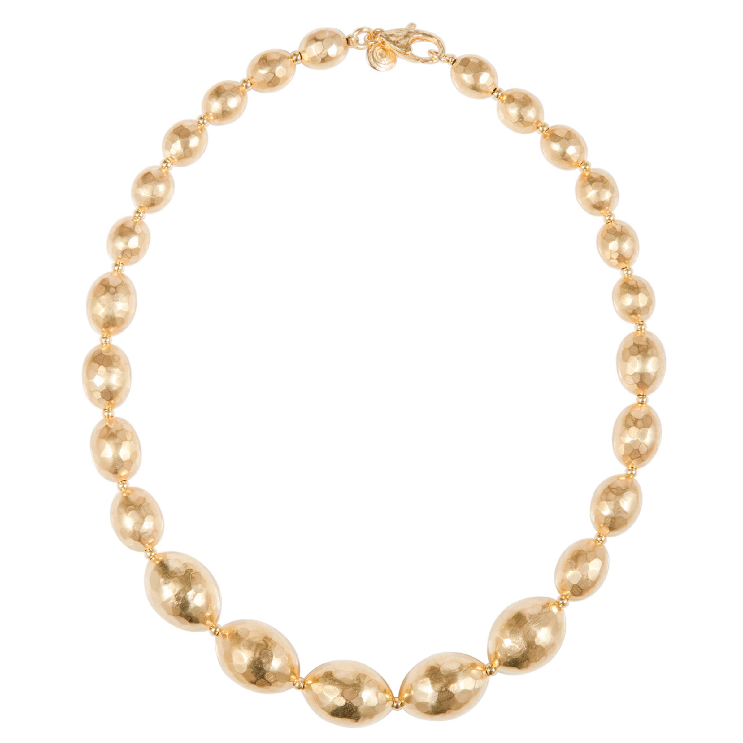 Etrusca 18ct Gold Plated Graduated Hammered Bead Necklace