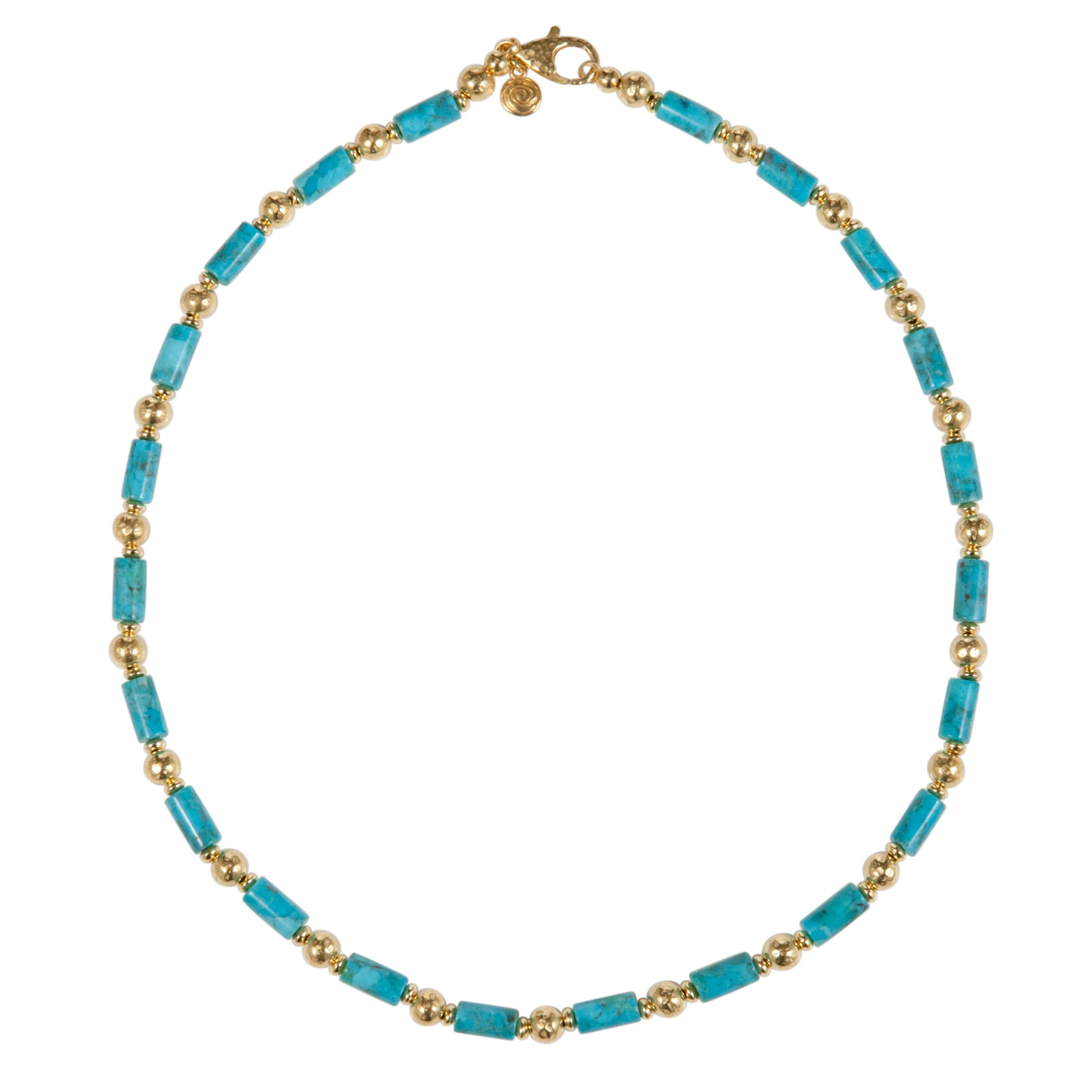 Etrusca 18ct Gold Plated Hammered Bead and Turquoise Necklace