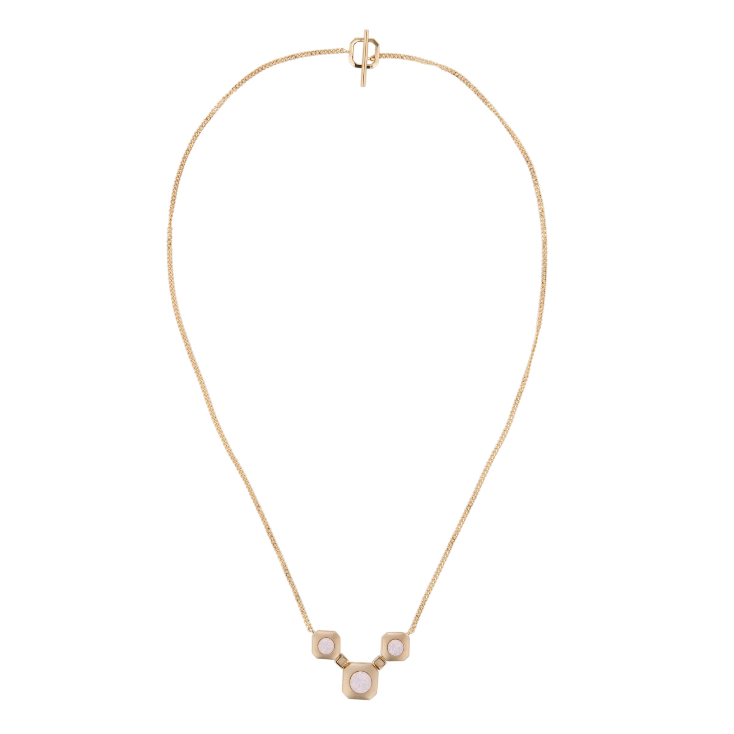 Inara Gold Plated 3 Pink Crystal Pendant Necklace