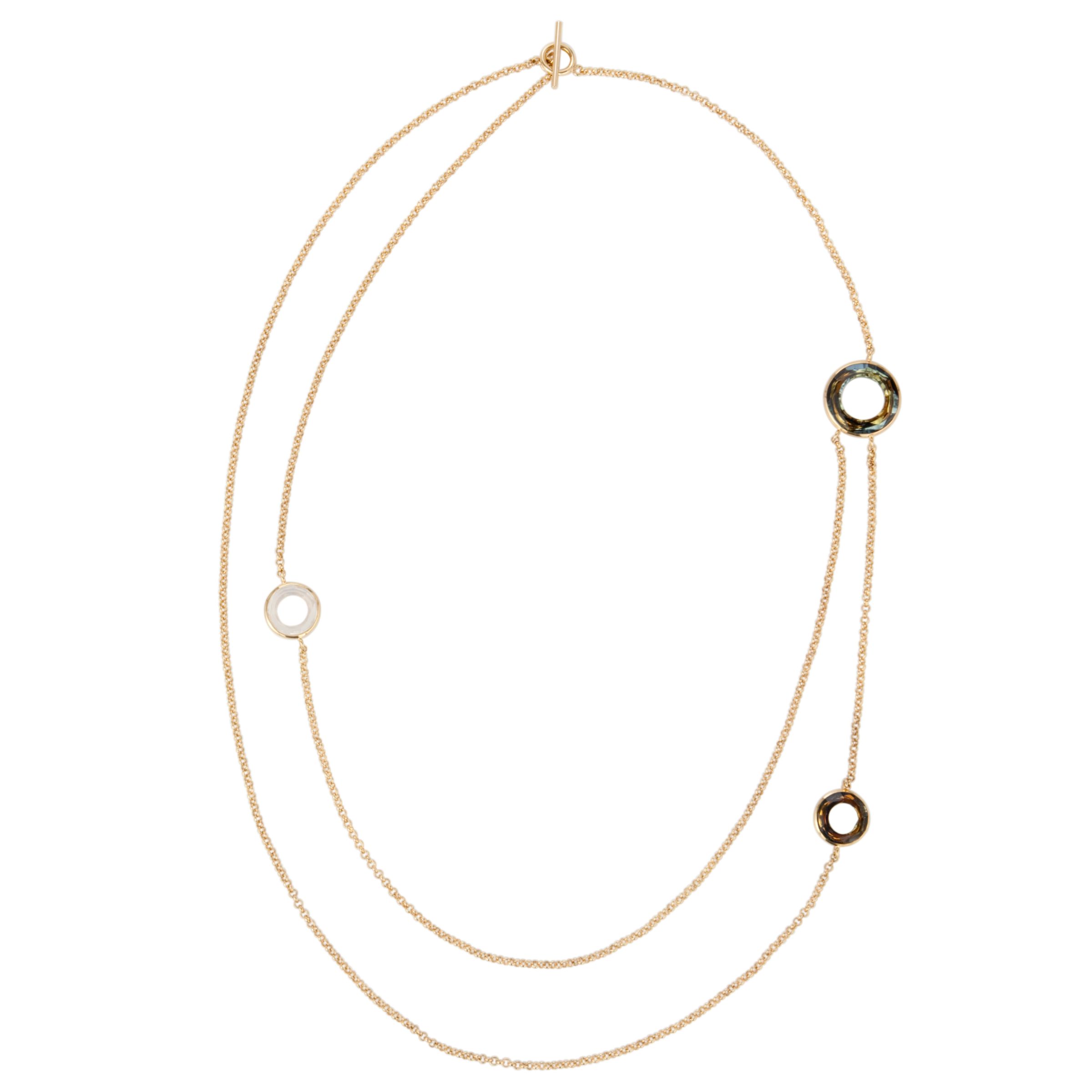 Inara Gold Plate Round Disc 2 Row Necklace