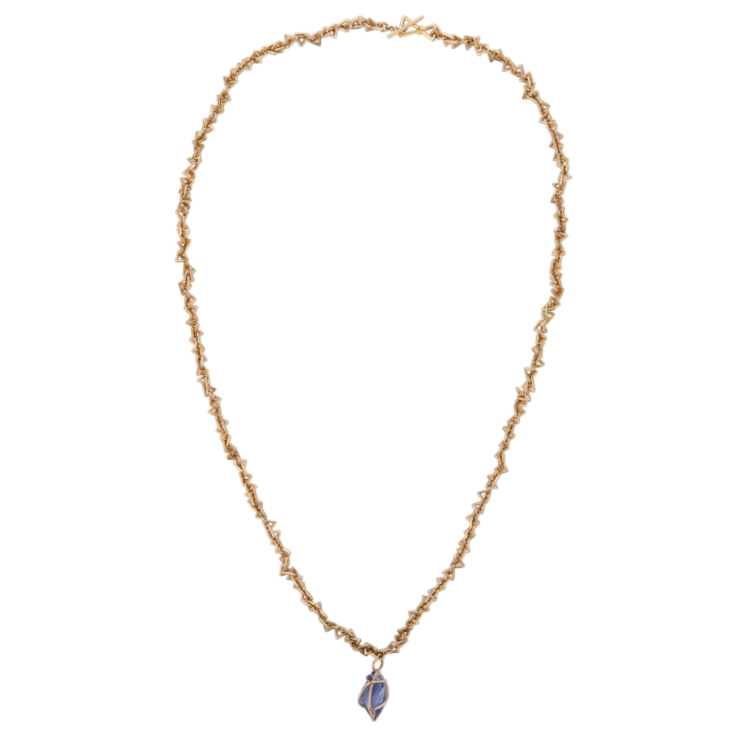 Inara Gold Plated Twist Chain Crystal Pendant Necklace