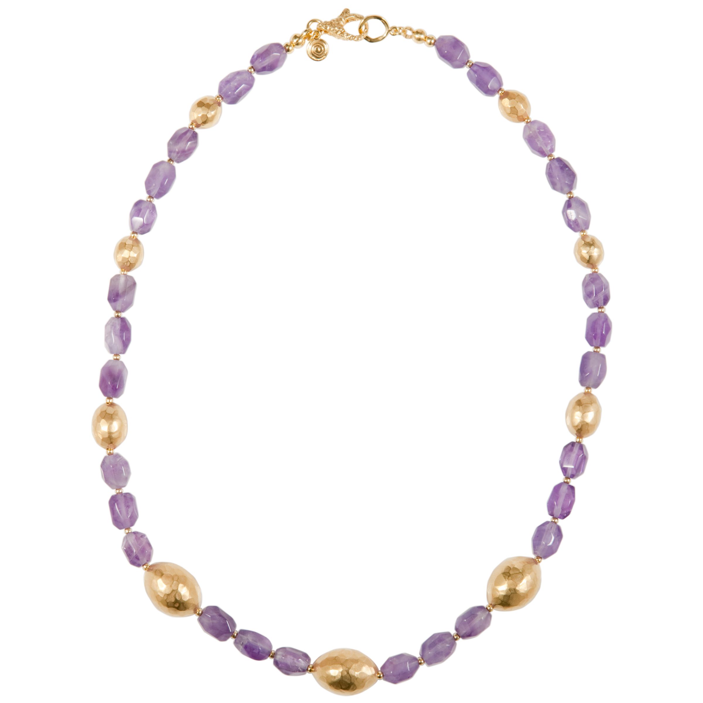 Etrusca 18ct Gold Plated Hammered Bead Gemstone Necklace