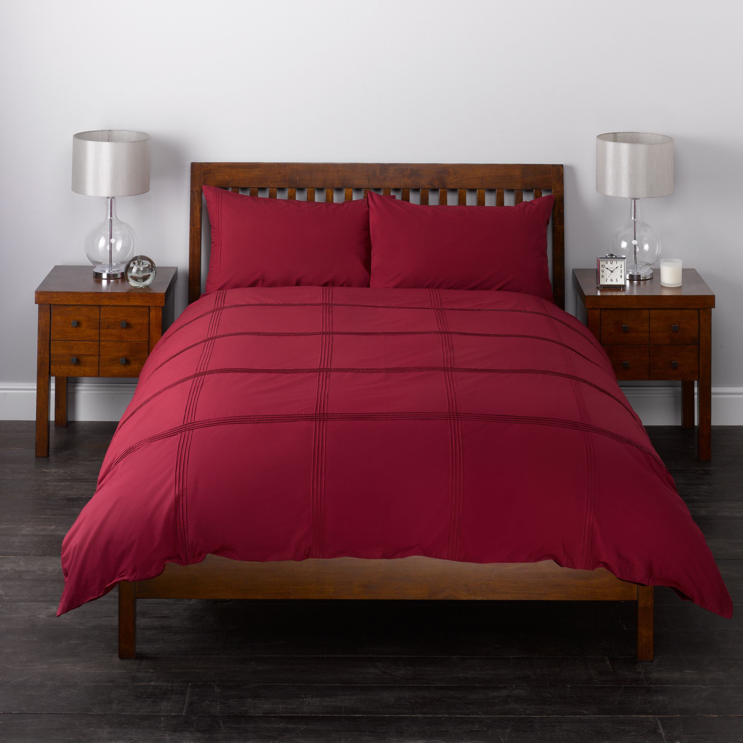 John Lewis Tucks Duvet Cover Sets, Claret