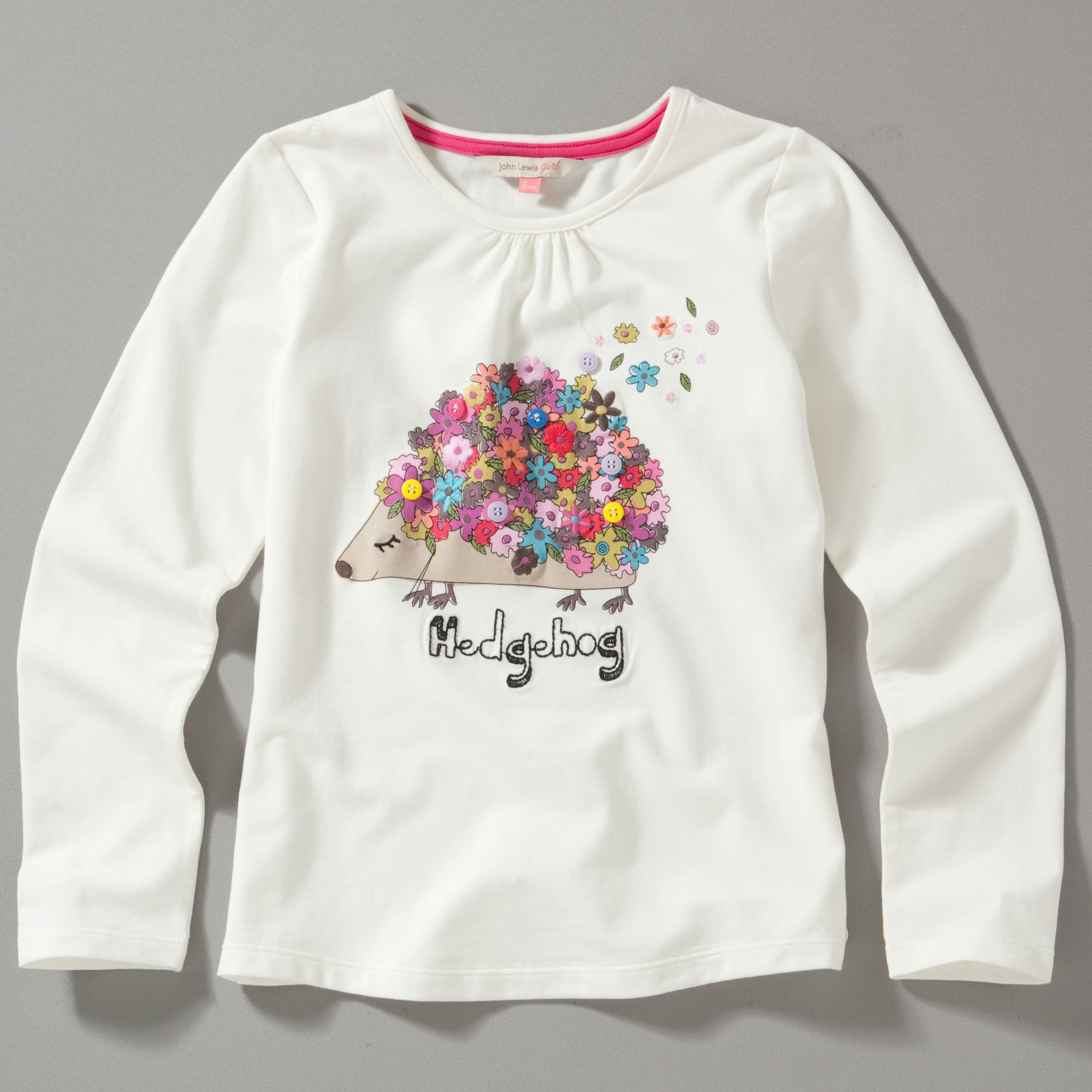 John Lewis Girl Hedgehog Long Sleeve T-Shirt,