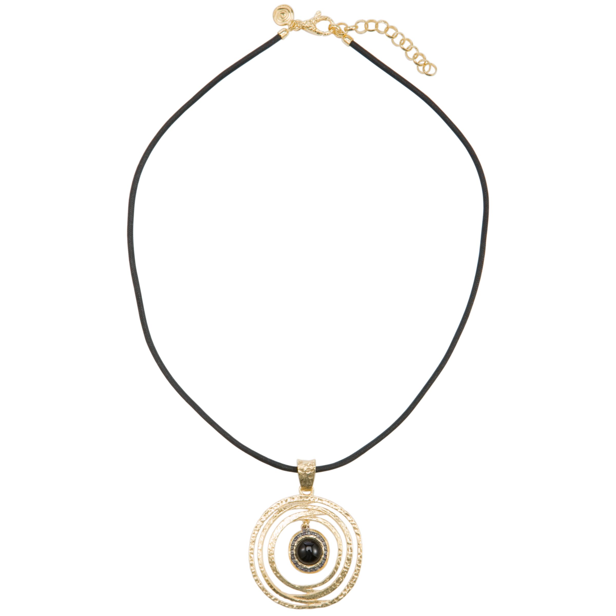 Etrusca 18ct Gold Plated Hammered Spiral Cabouchon Pendant Necklace on Cord