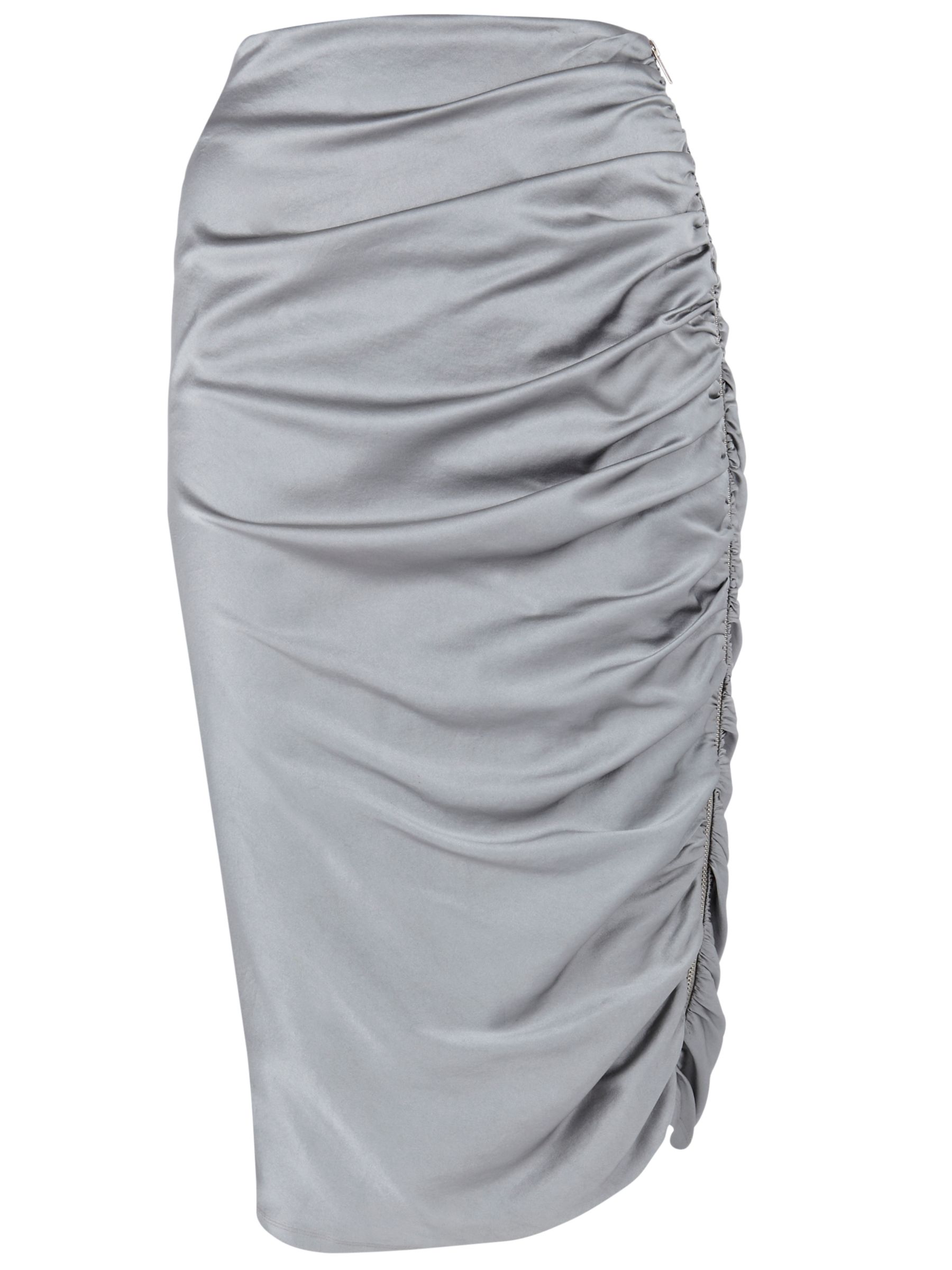 Bastyan Satin Zip Skirt, Grey