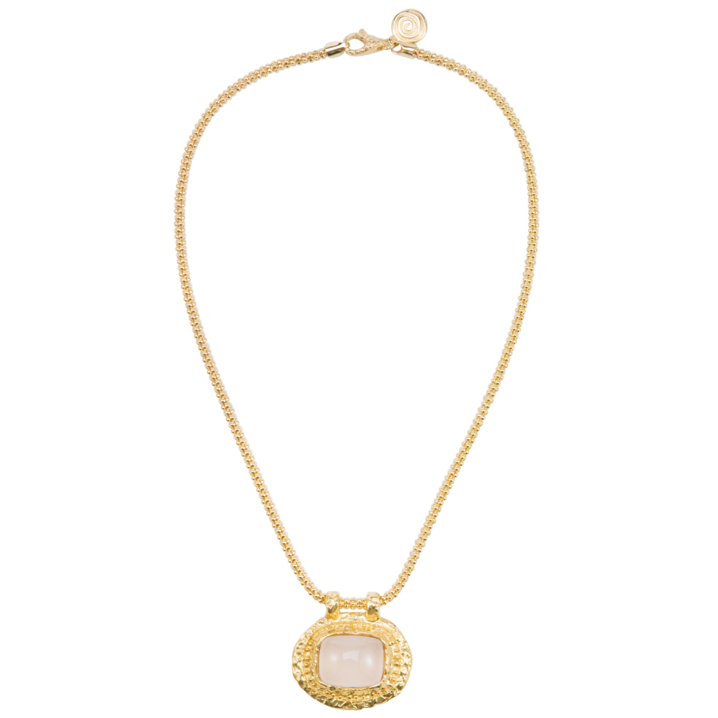Etrusca Hammered Slide Disc Rose Quartz Pendant Necklace