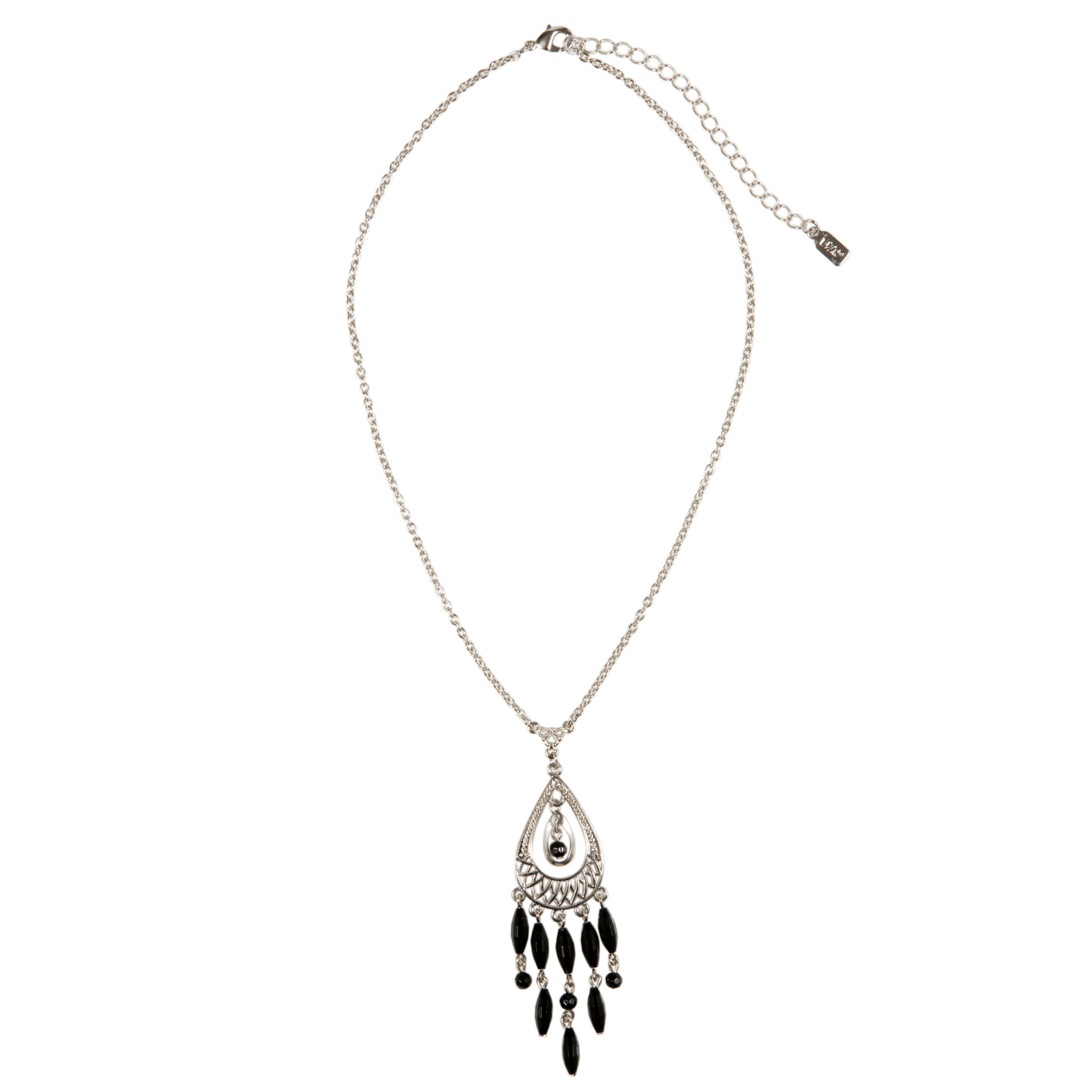 1928 New York Day by Night Silver Black Chandelier Drop Necklace