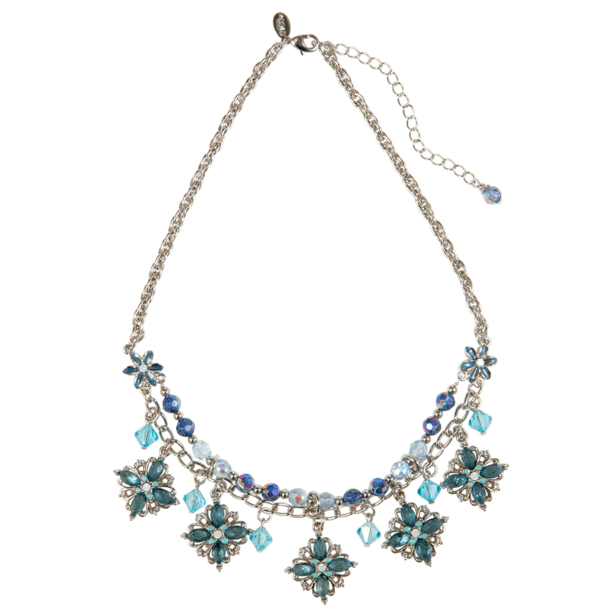 1928 New York Seabreeze Aquamarine Short Flower Bib Necklace