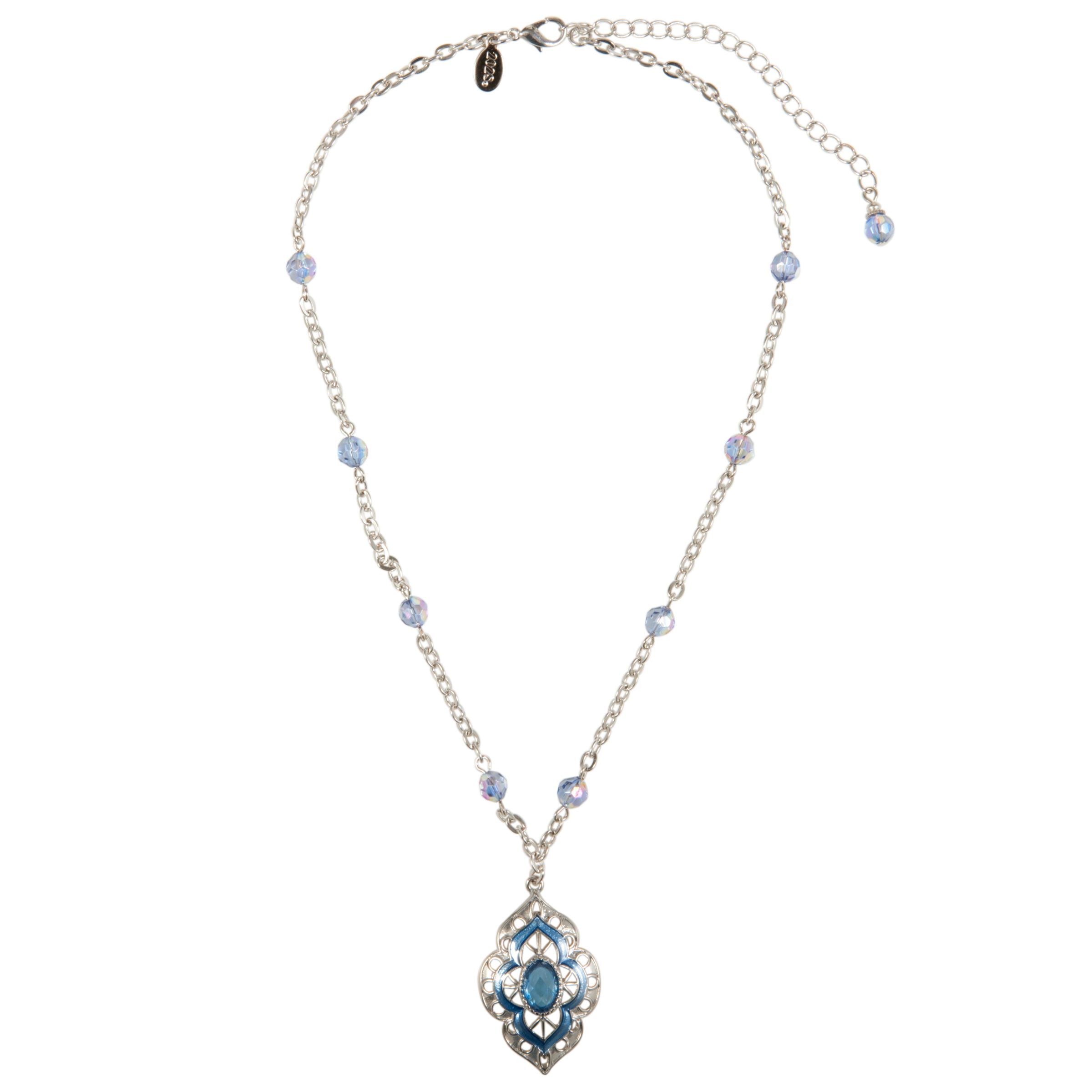 1928 New York Seabreeze Silver Tone Blue Enamel Pendant Necklace