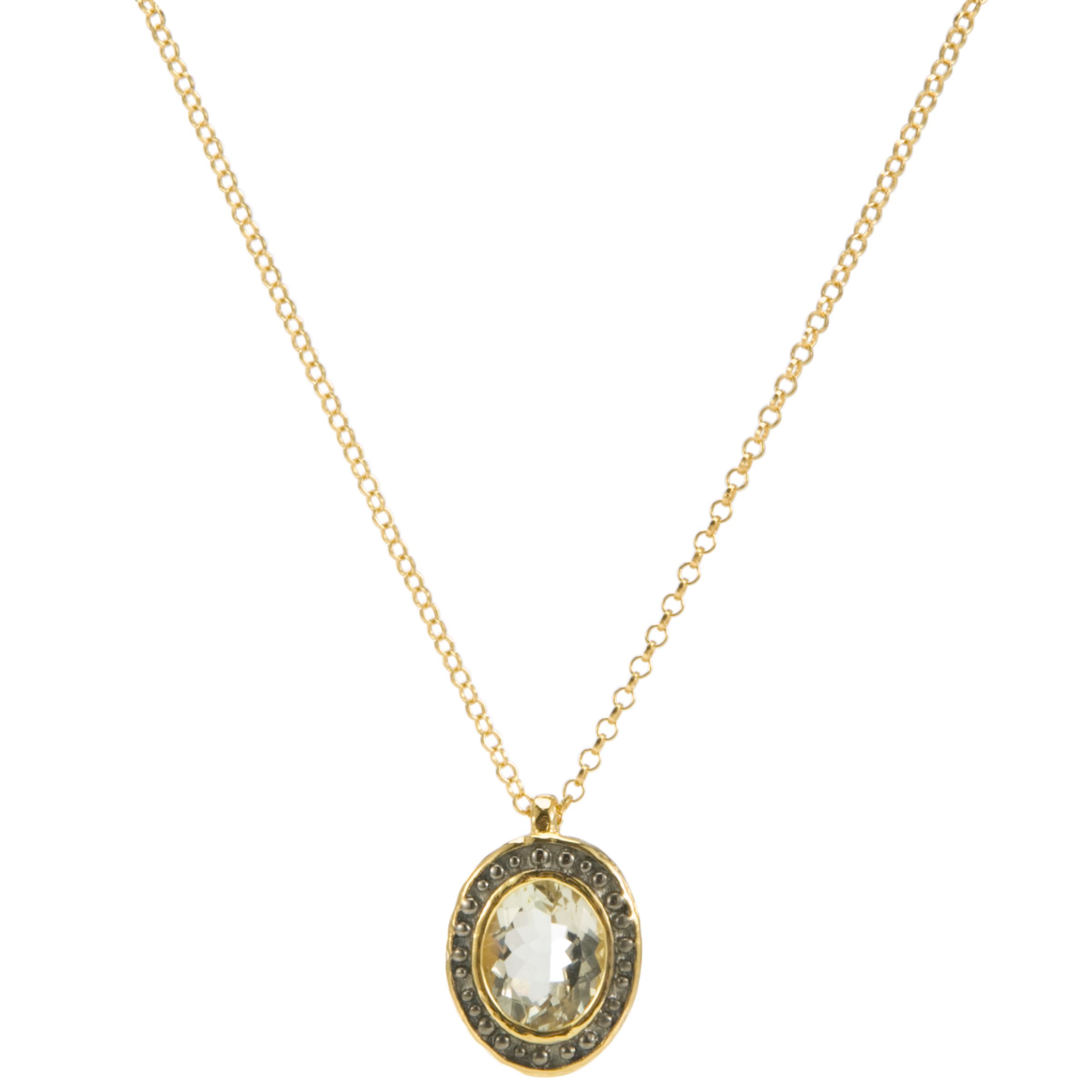 Etrusca 18ct Gold Plated Bead Encircled Gemstone Pendant Necklace
