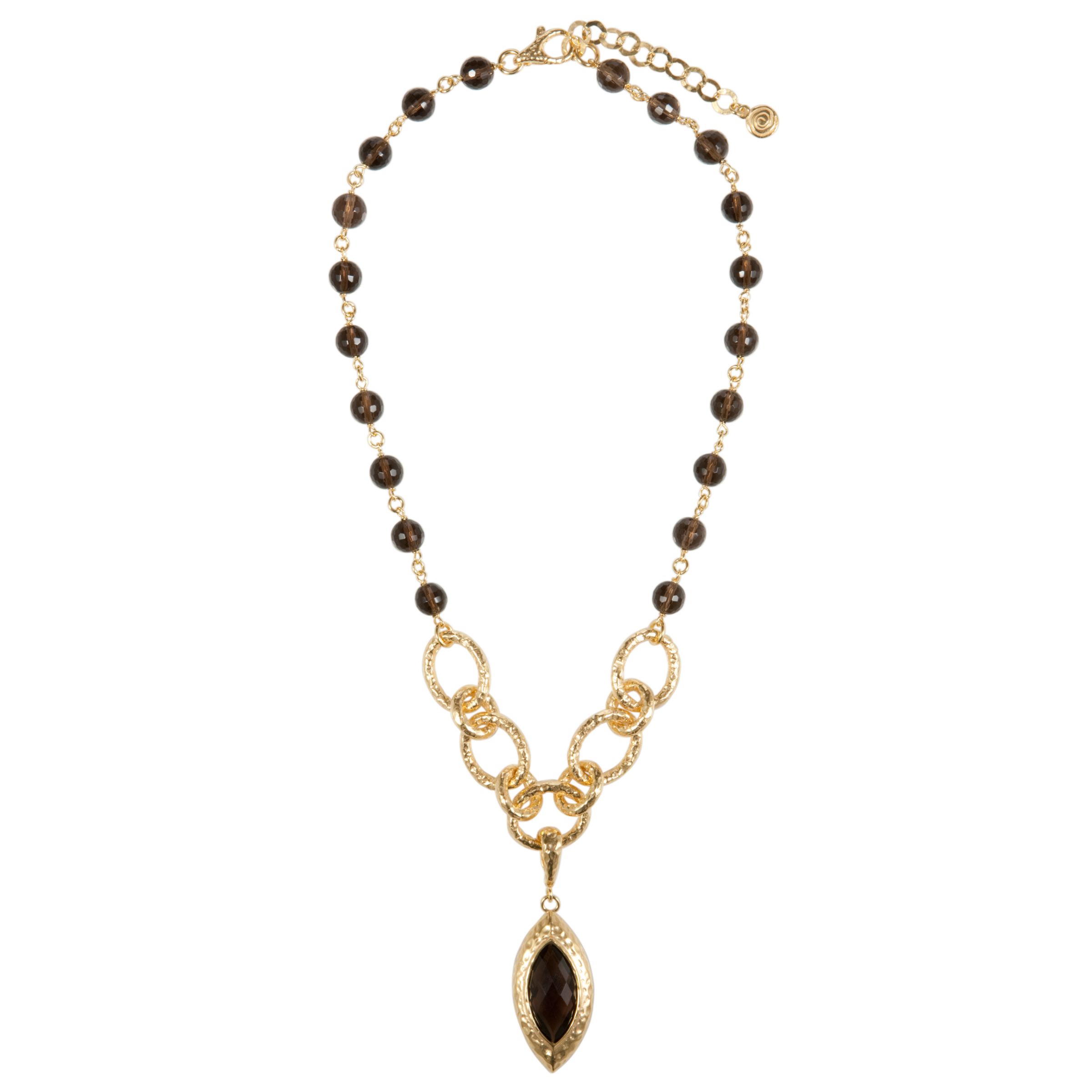 Etrusca 18ct Gold Plated Smokey Quartz Link Pendant Necklace