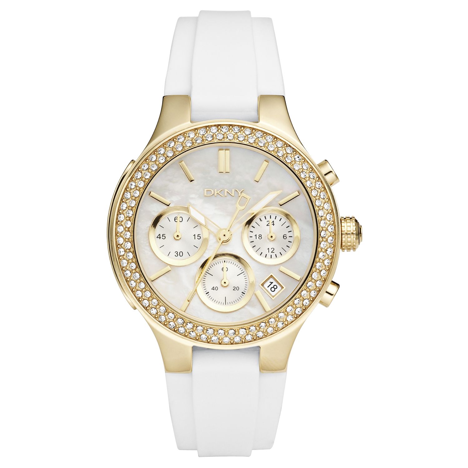 DKNY NY8197 Womens Chronograph Fashion Strap Watch, White