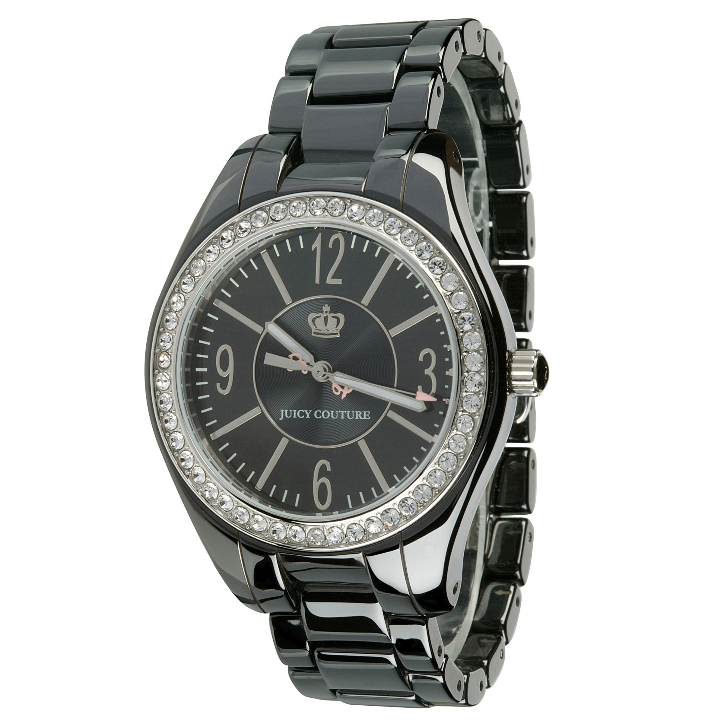 Juicy Couture 1900642 Lively Ceramic Gemstone Border Watch, Black