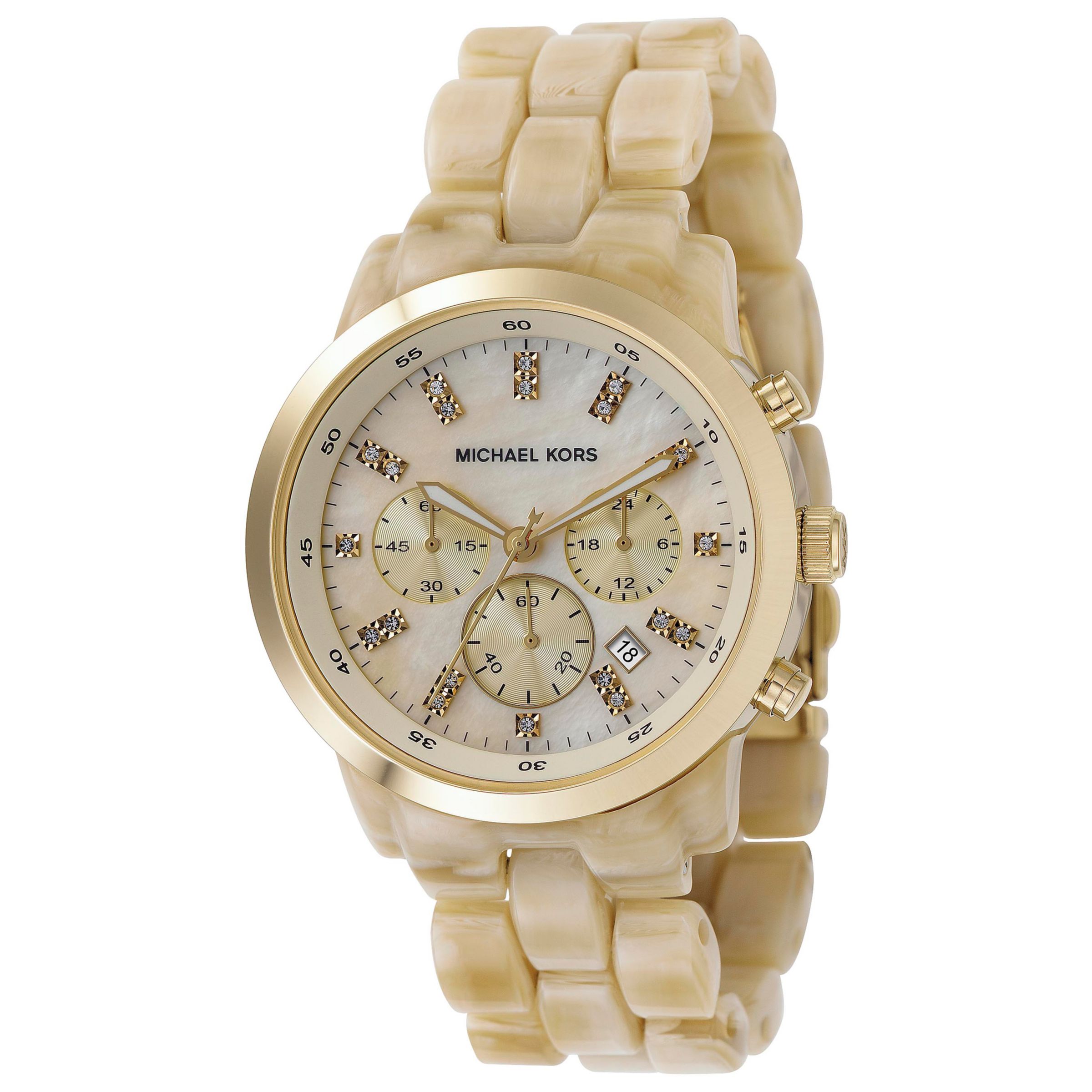 Michael Kors MK5217 Womens Chronograph Oversized Horn Watch, Horn