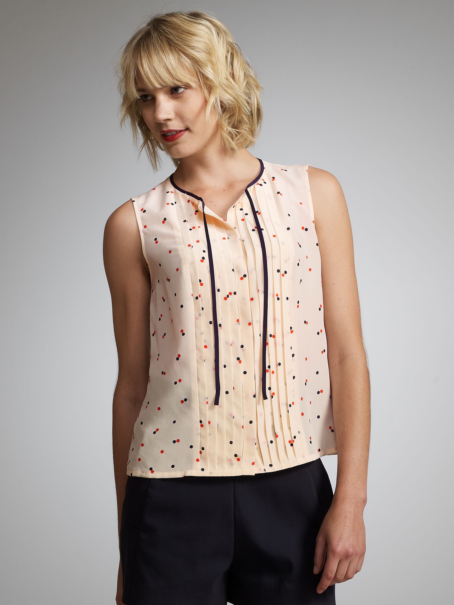 Whistles Bouble Spot Sleeveless Blouse, Ivory