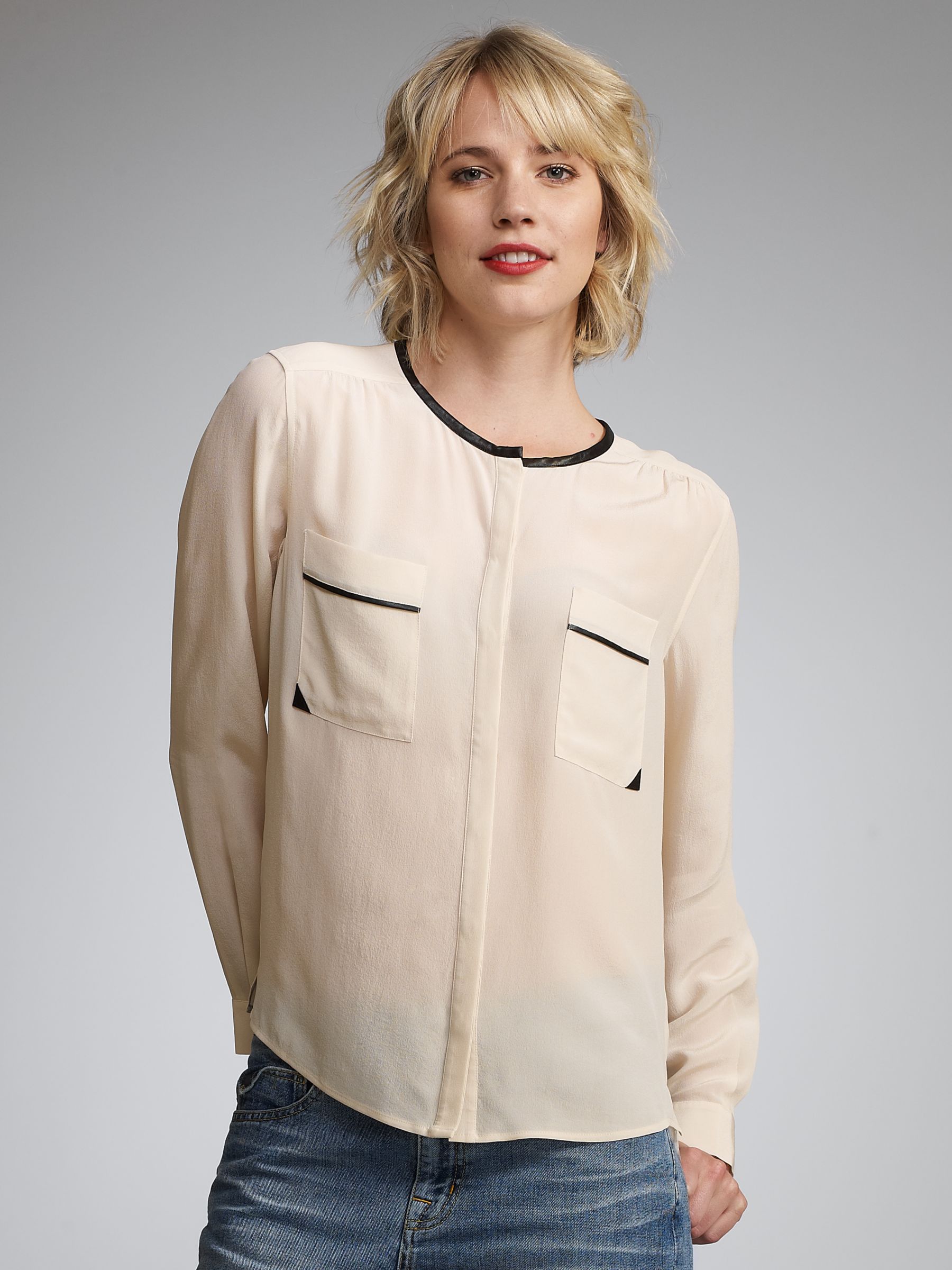 Whistles Long Sleeved Blouse, Ivory