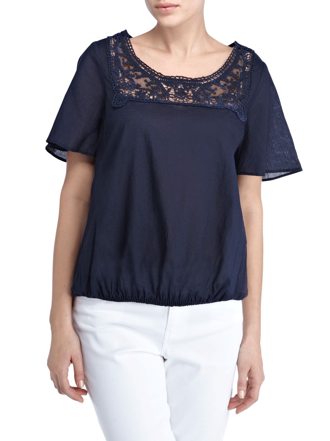 Crochet Insert Blouse, Dark blue