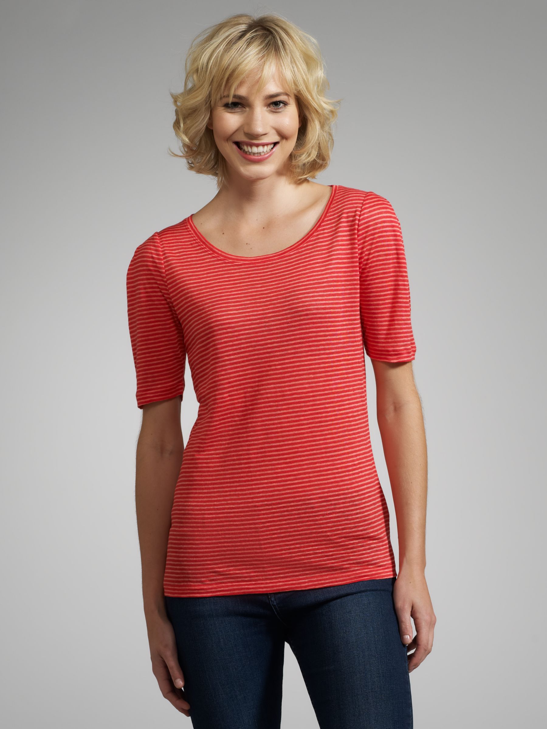 Linen Clover Stripe T-Shirt, Pink Multi