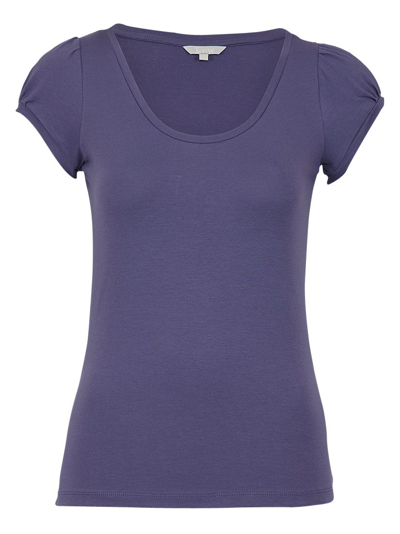 Puff Sleeve Scoop Neck T-Shirt, Parme