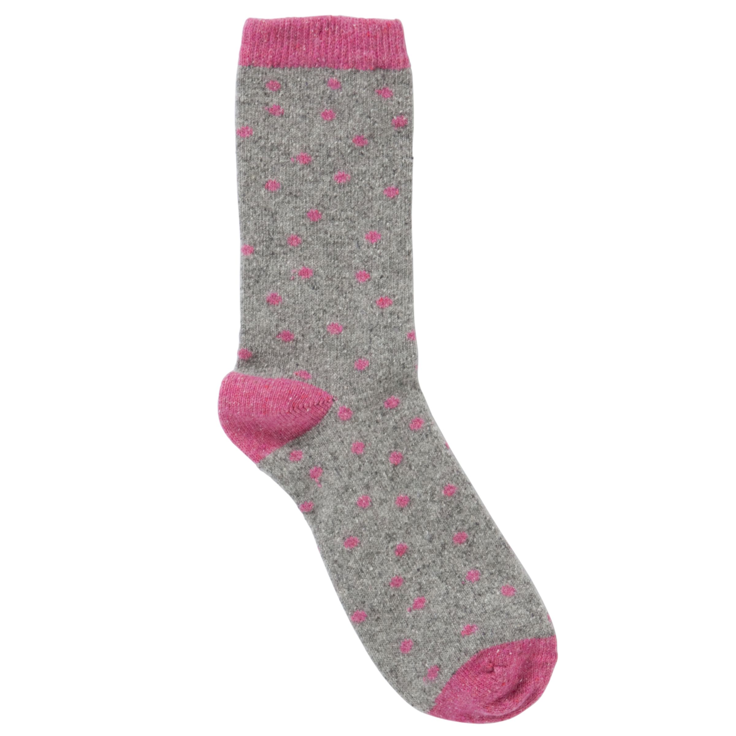 John Lewis Women Wool and Silk Ankle Socks Spot Greypink