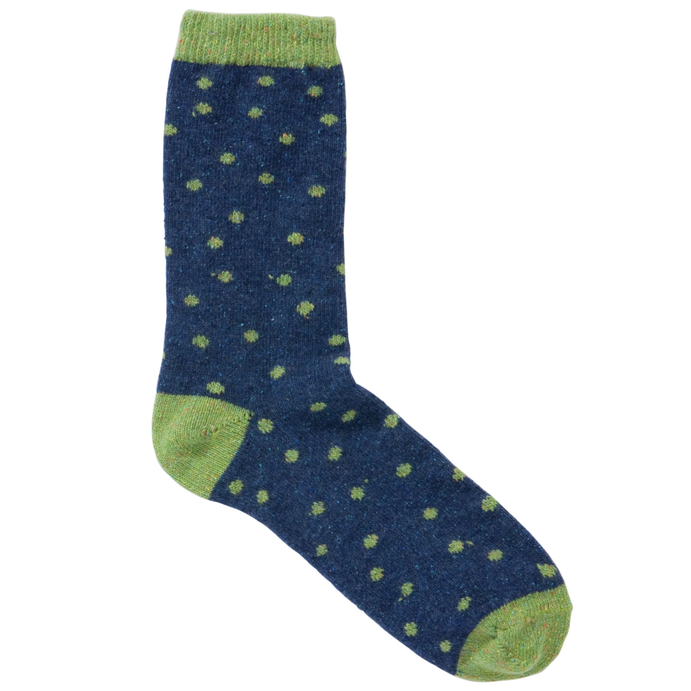 John Lewis Women Wool and Silk Ankle Socks Spot NavyGreen