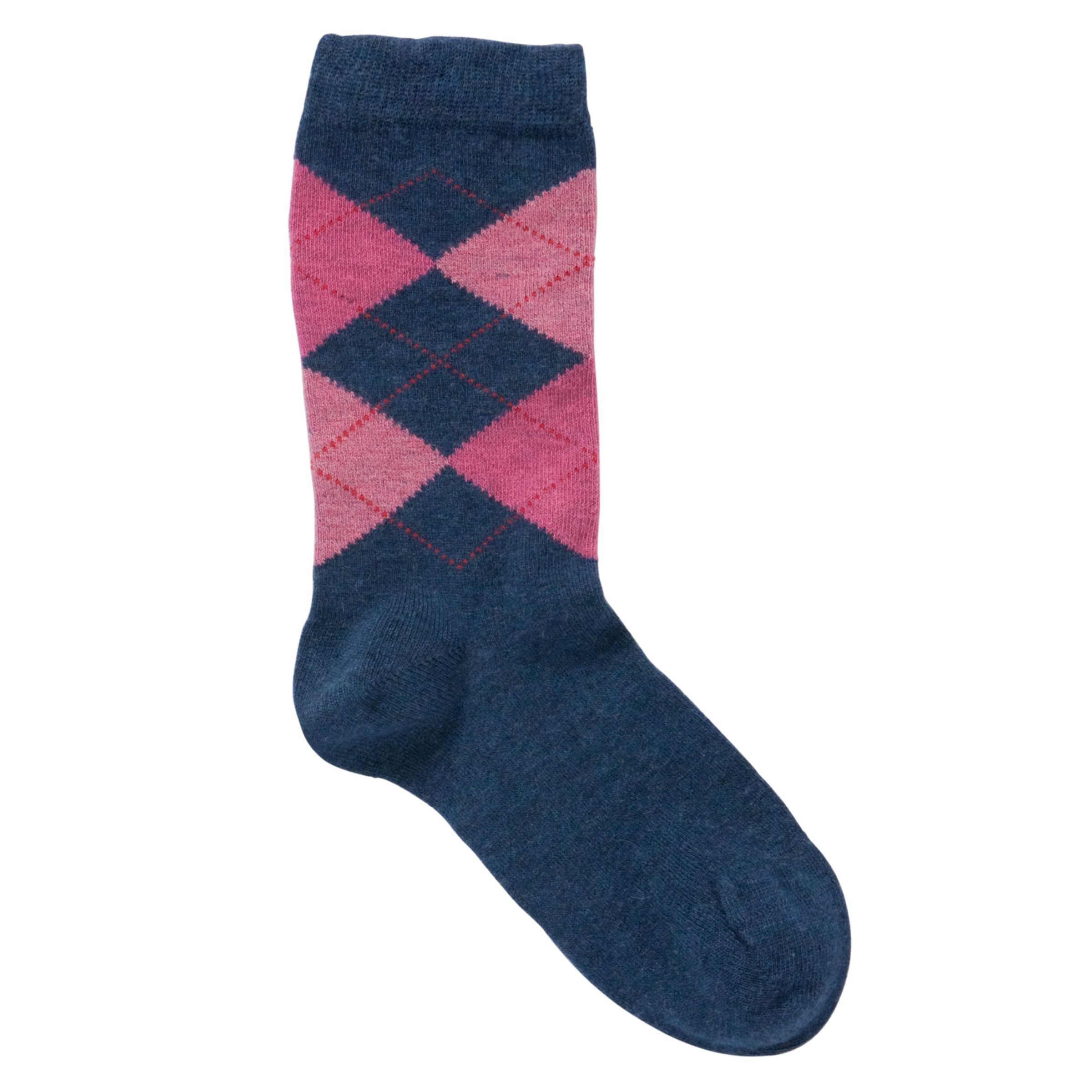 John Lewis Women Argyle Ankle Socks, Navy/Pink