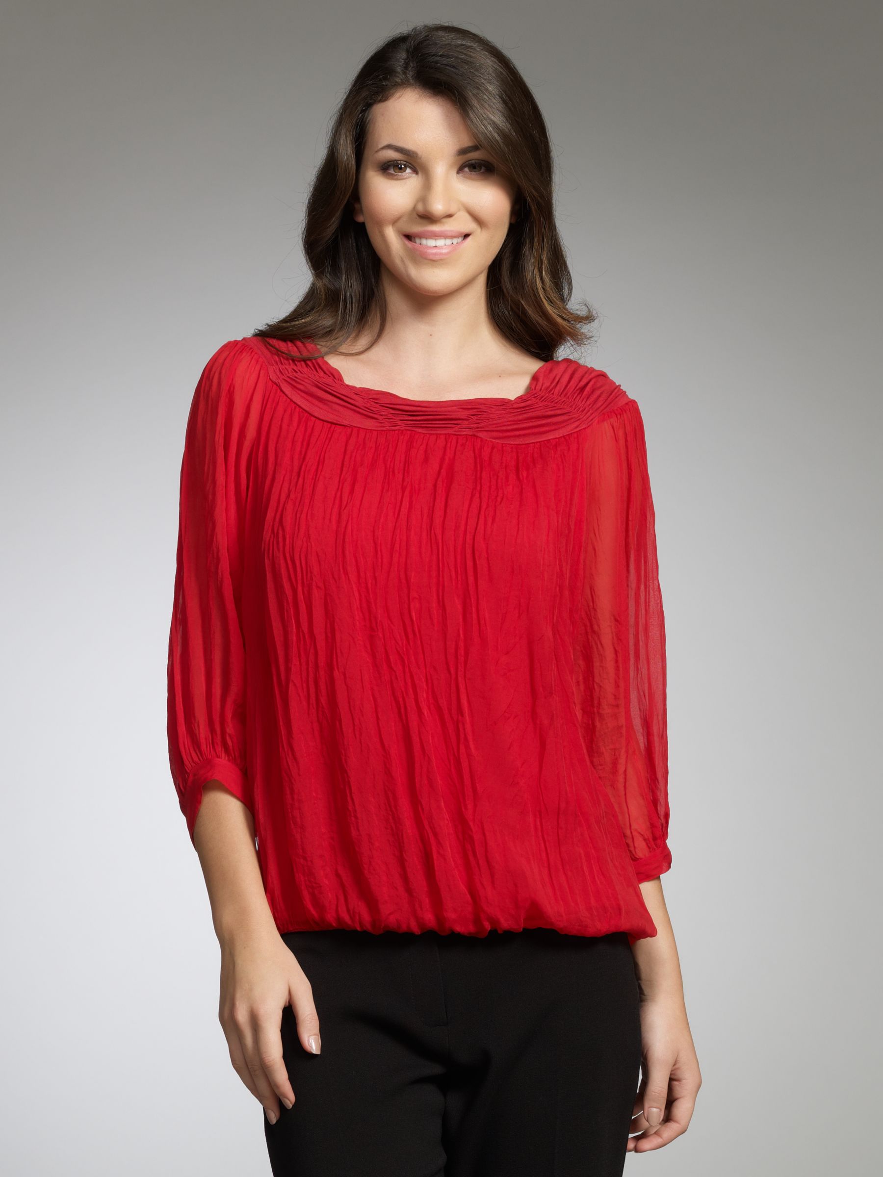 Phase Eight Short Sleeve Gypsy Blouse, Scarlet