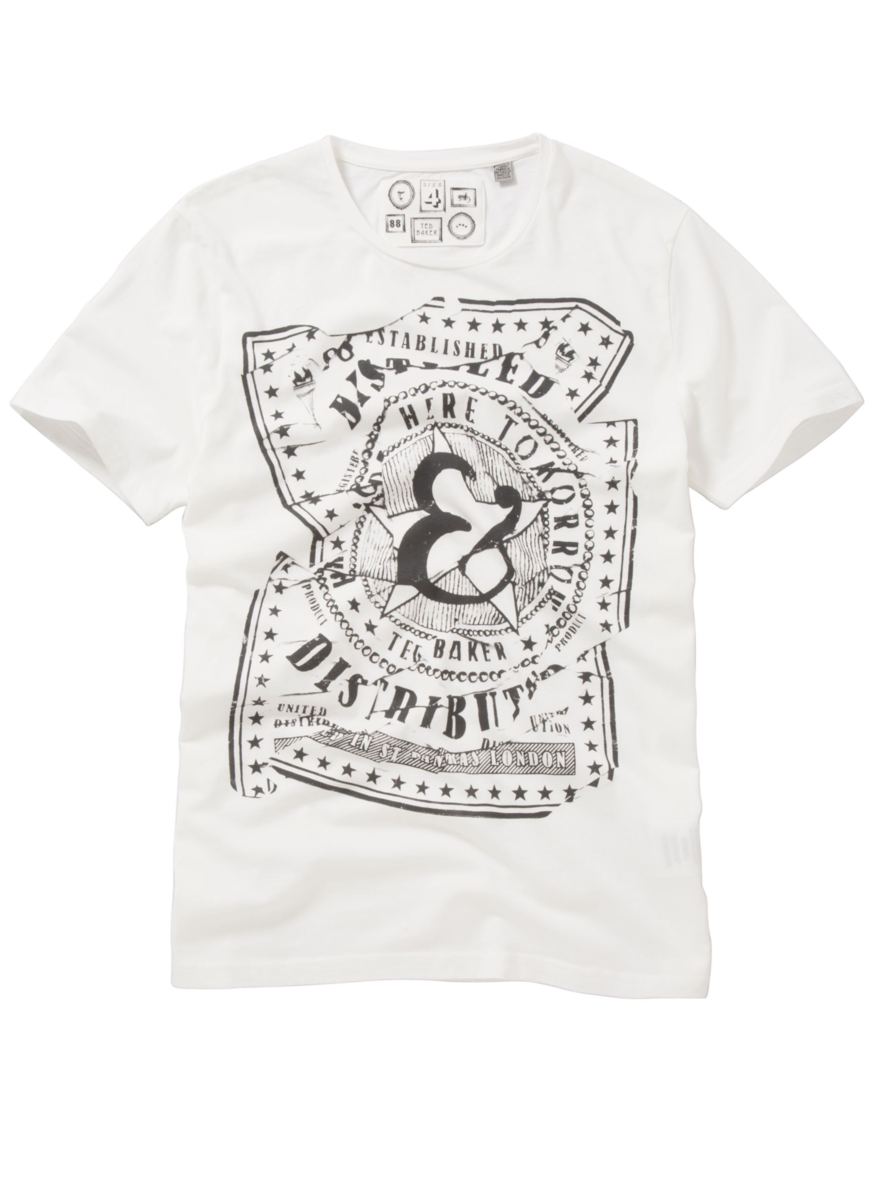 Ted Baker Vodkey Crinkle Graphic T-Shirt, White