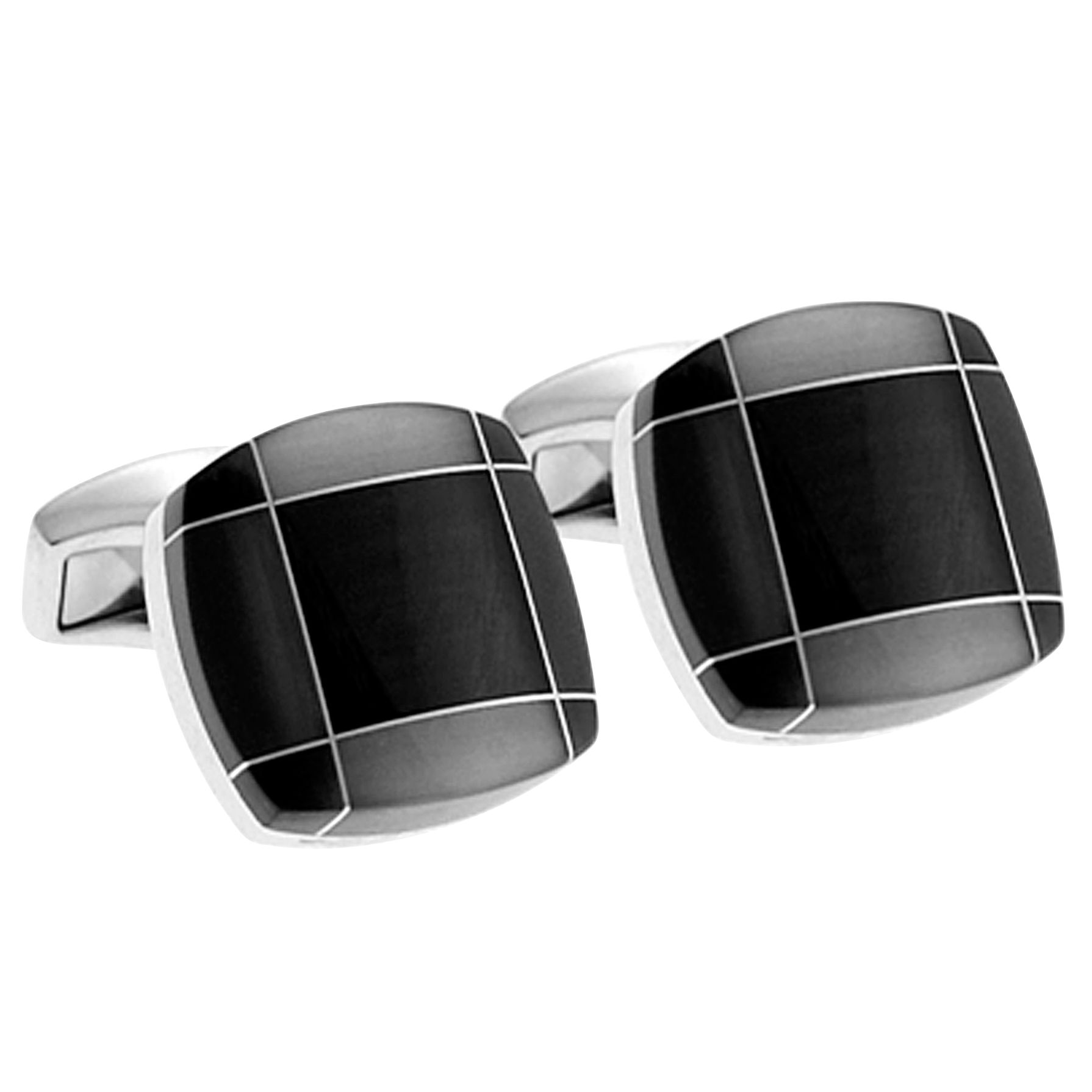 Tateossian Black Tartan Square Cufflinks, Black