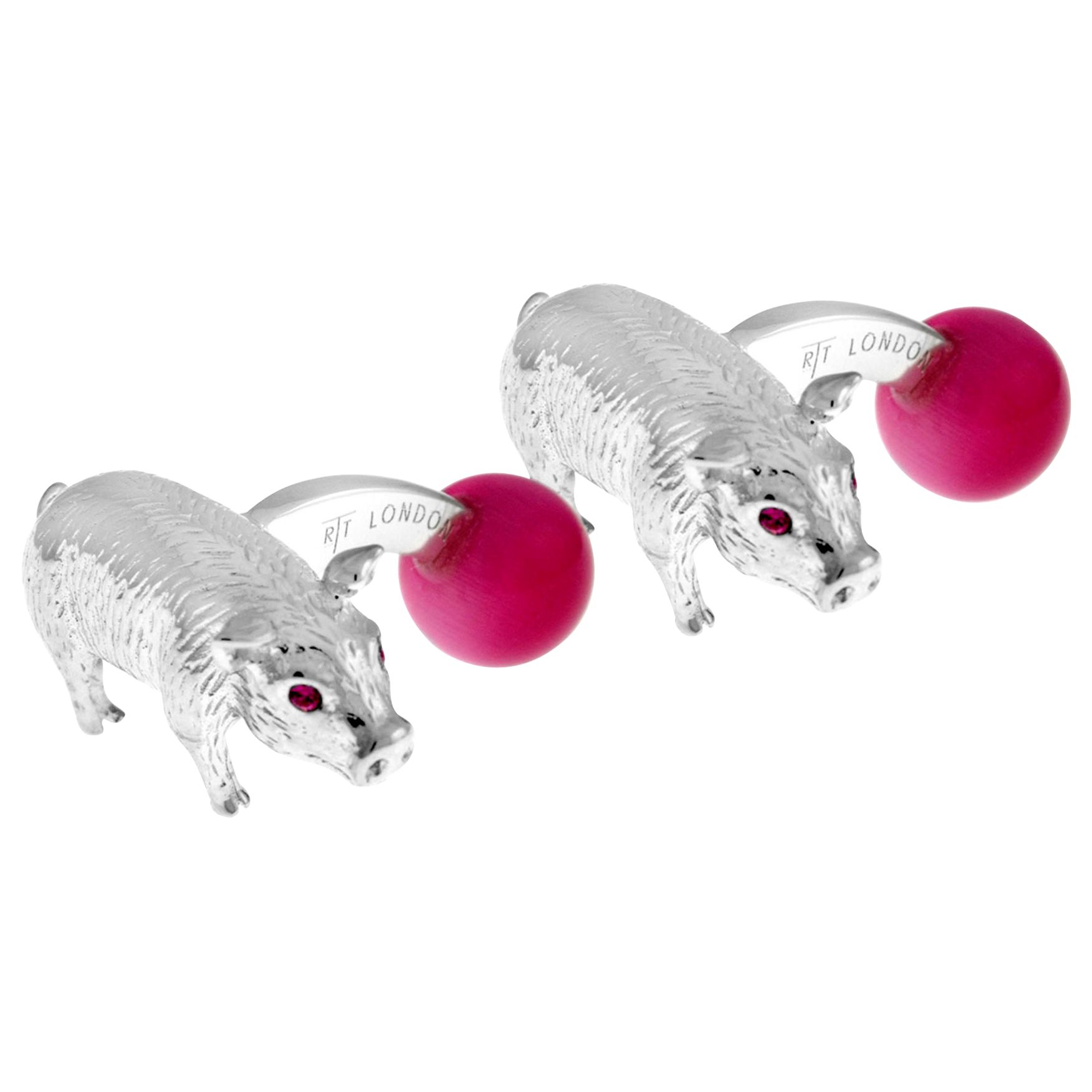 Pig Cufflinks, Silver