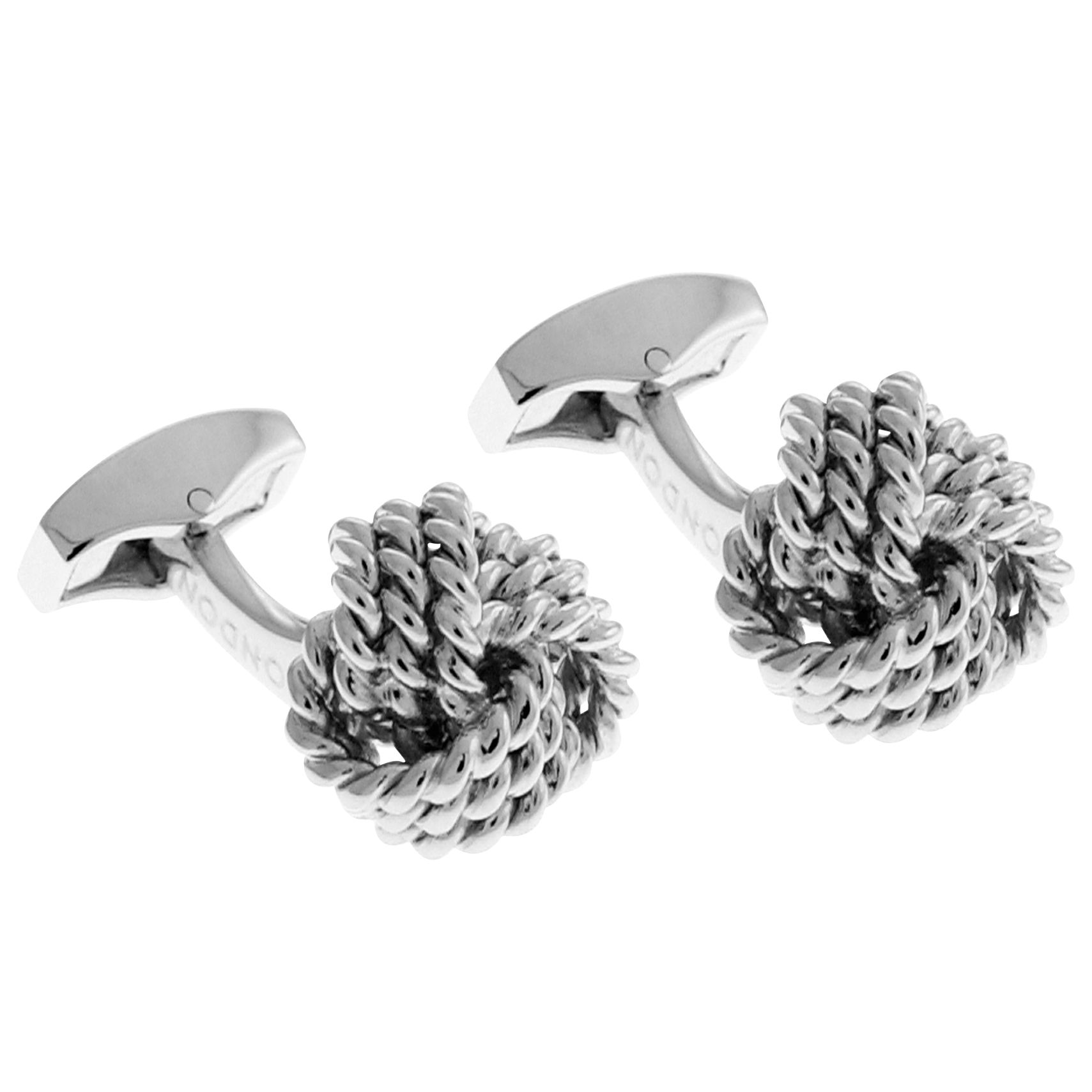 Knot Rhodium Plated Cufflinks, Silver