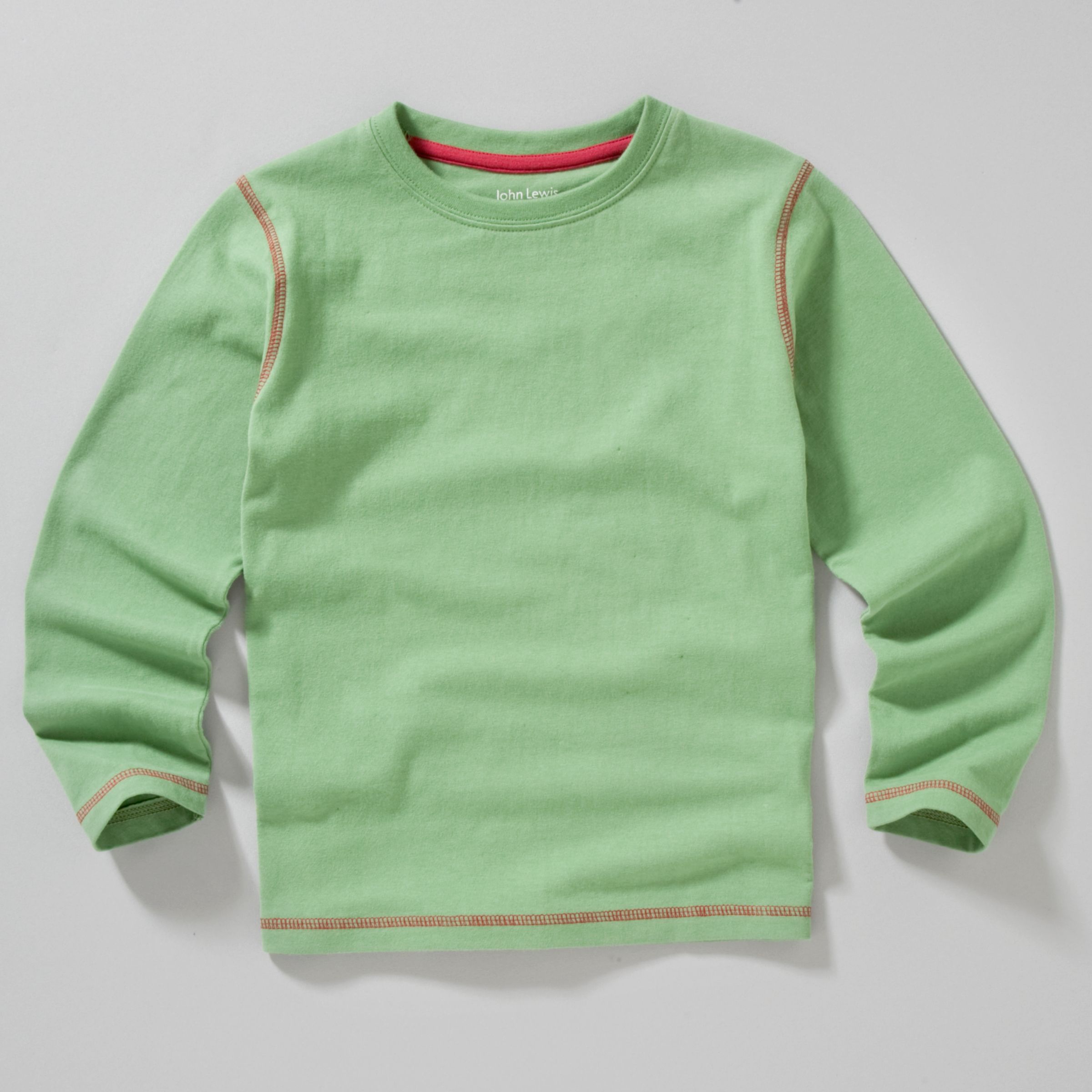 John Lewis Boy Plain Long Sleeve T-Shirt, Green
