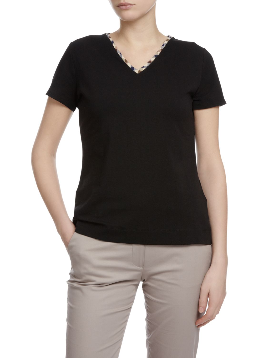 Dalia V-Neck T-shirt, Black