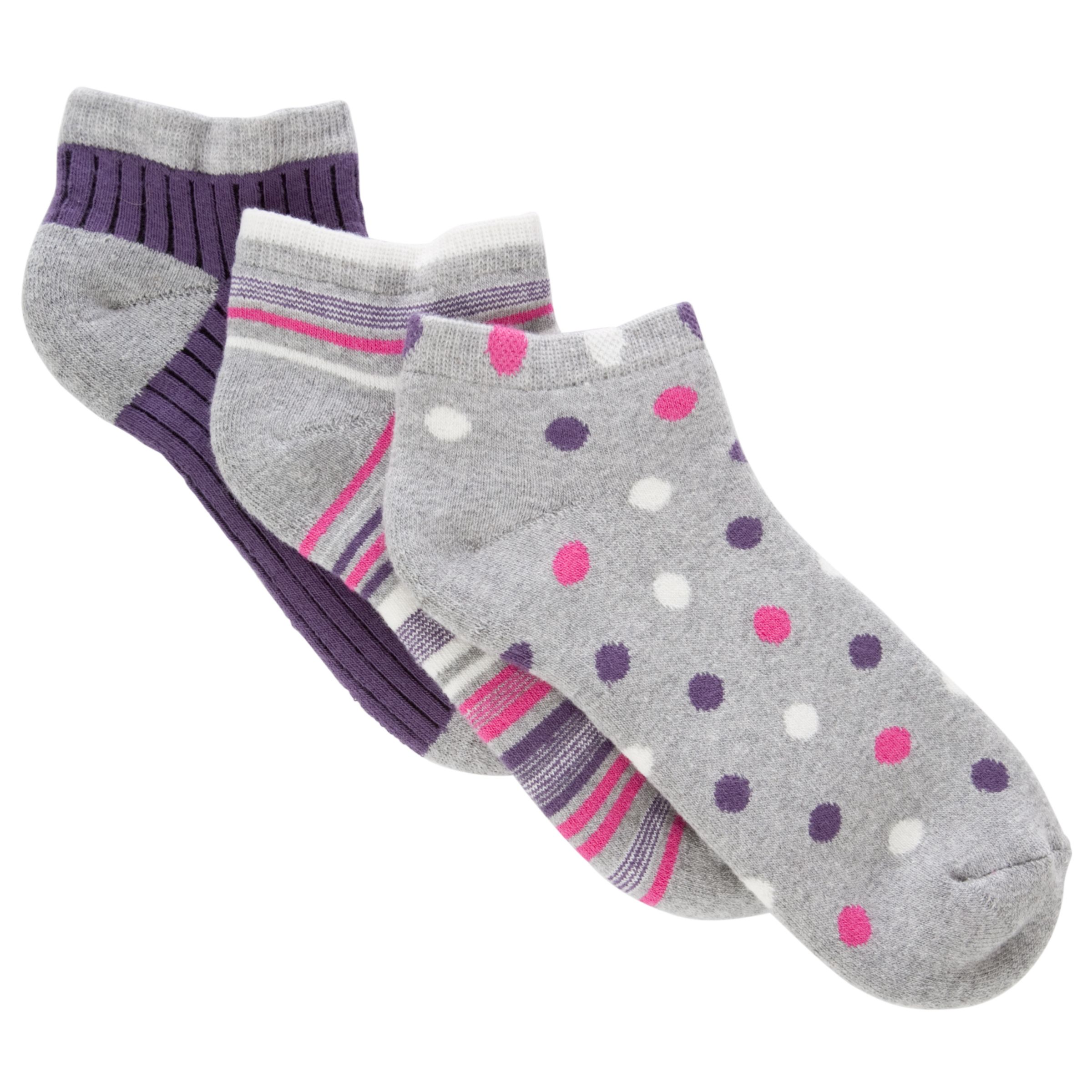 John Lewis Women Terry Fashion Socks, Pack of 3, Purple Multi