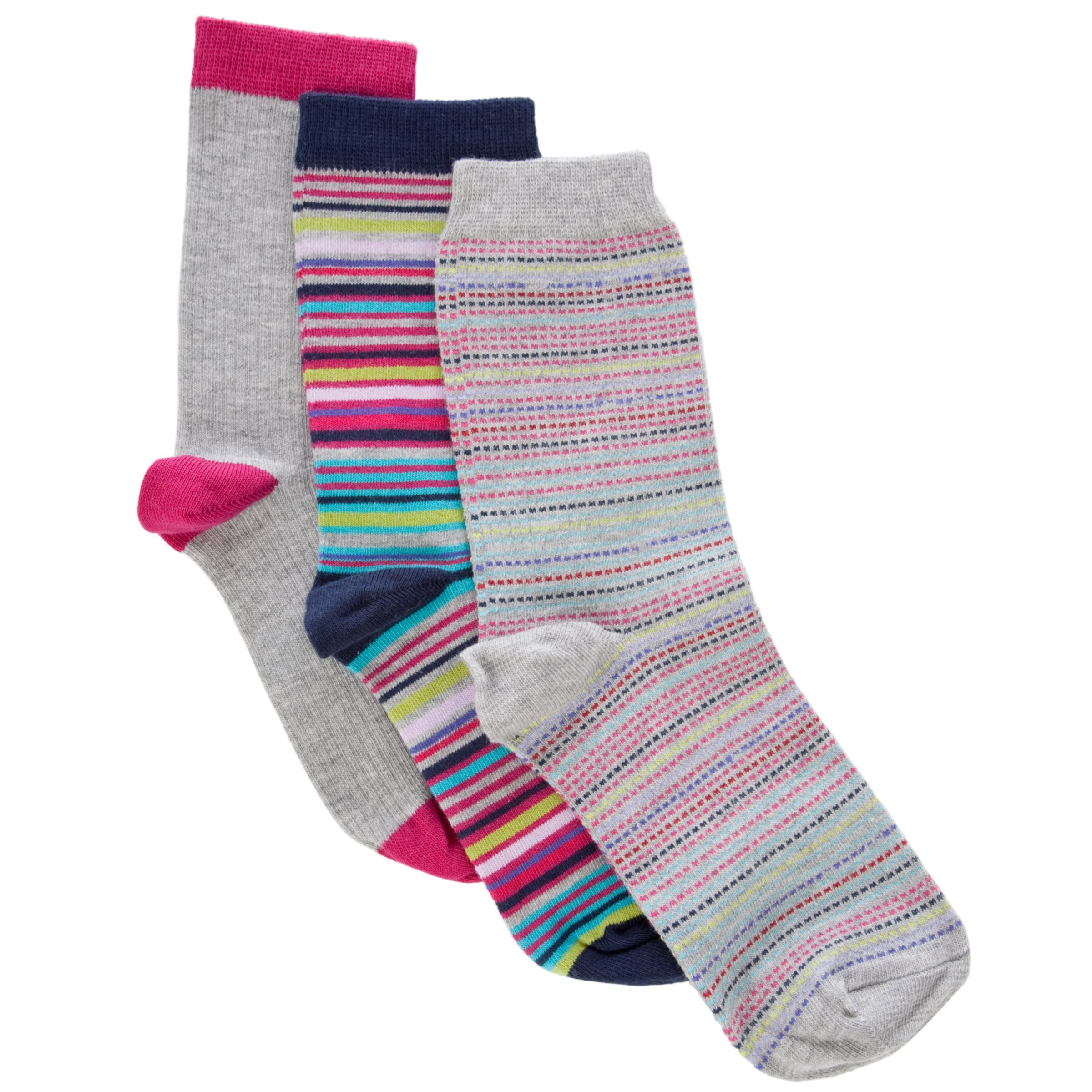 John Lewis Women Fashion Pack Stripe Ankle Socks Pack of 3 Multi