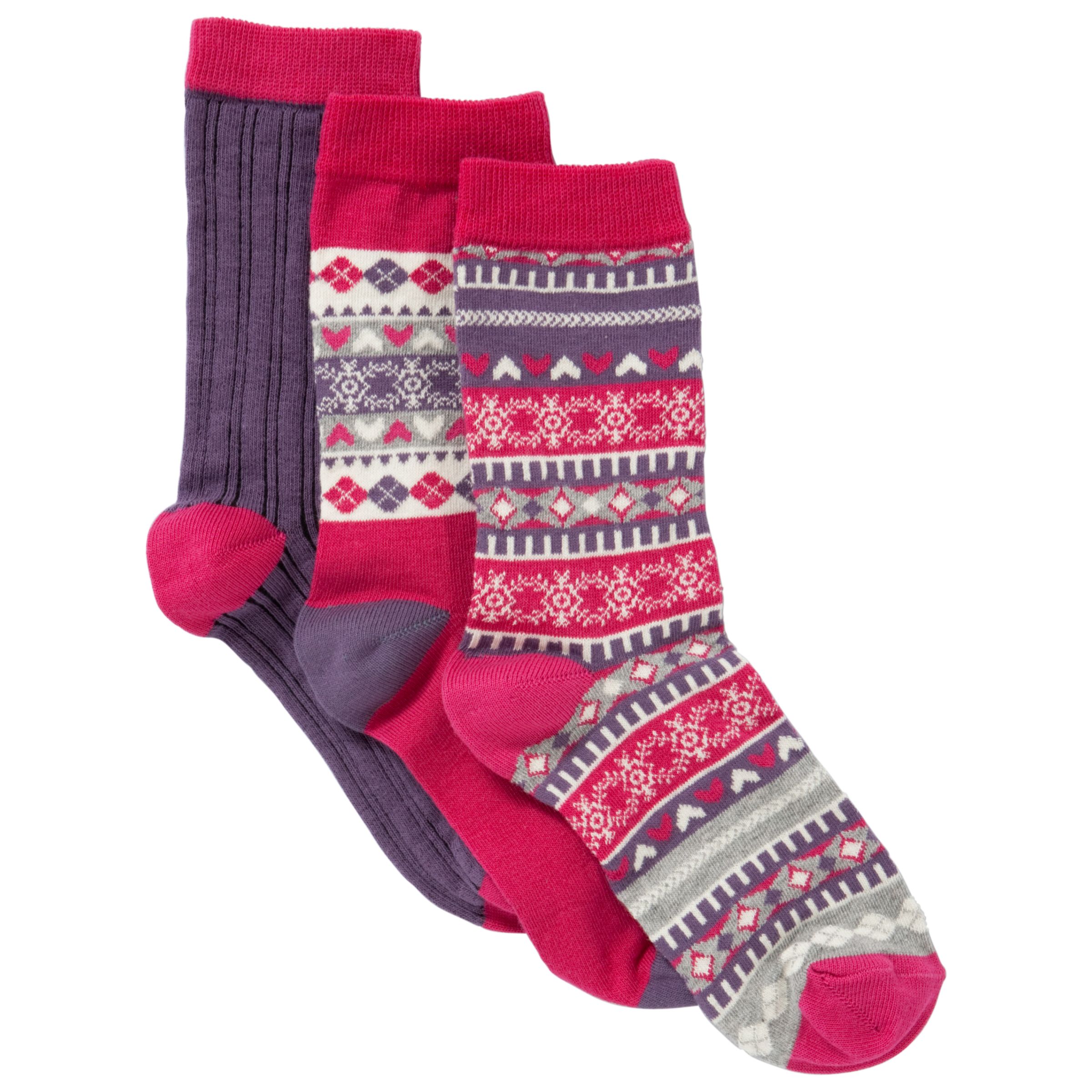 John Lewis Women Fashion Pack Fair Isle Ankle Socks Pack of 3 Multi