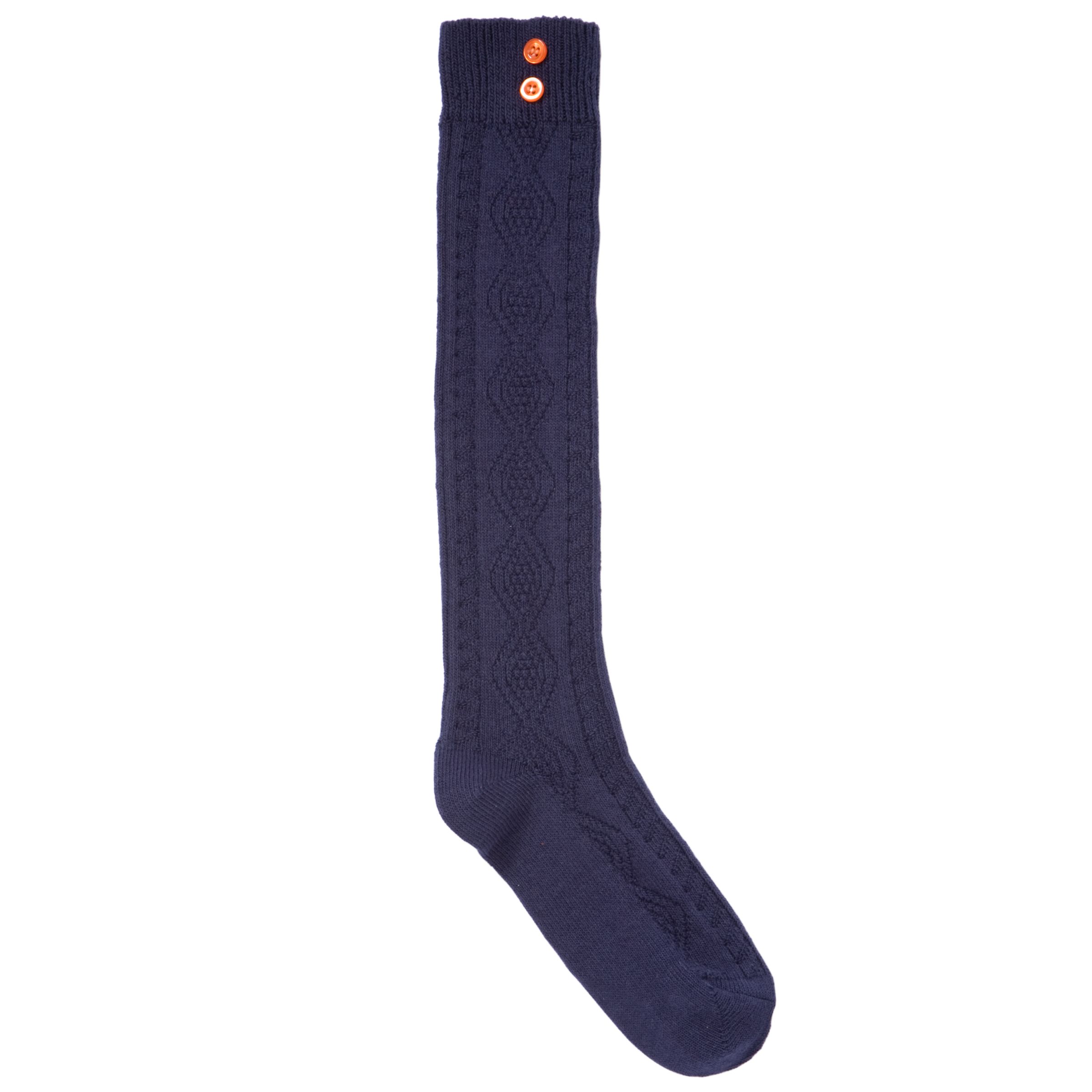 John Lewis Women Button Detail Fashion Knee High Socks Navy
