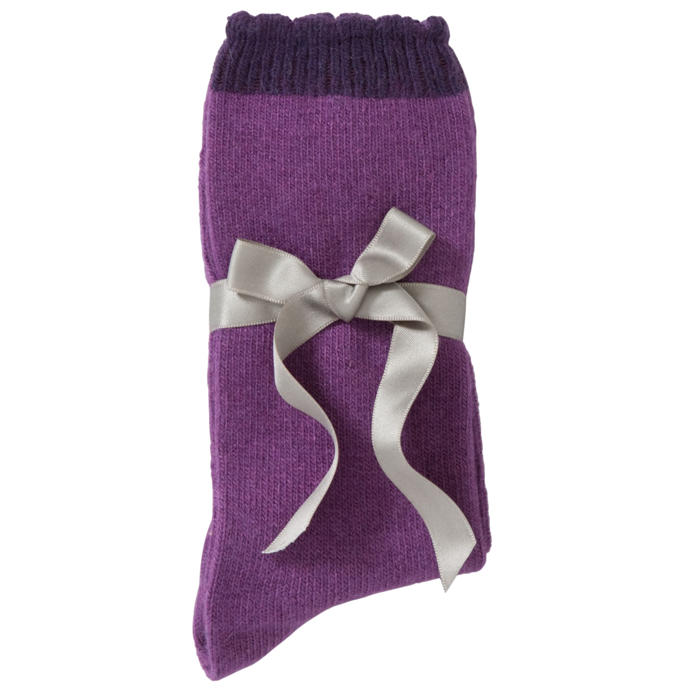 John Lewis Women Angora Blend Ribbon Wrapped Gift Socks Purple