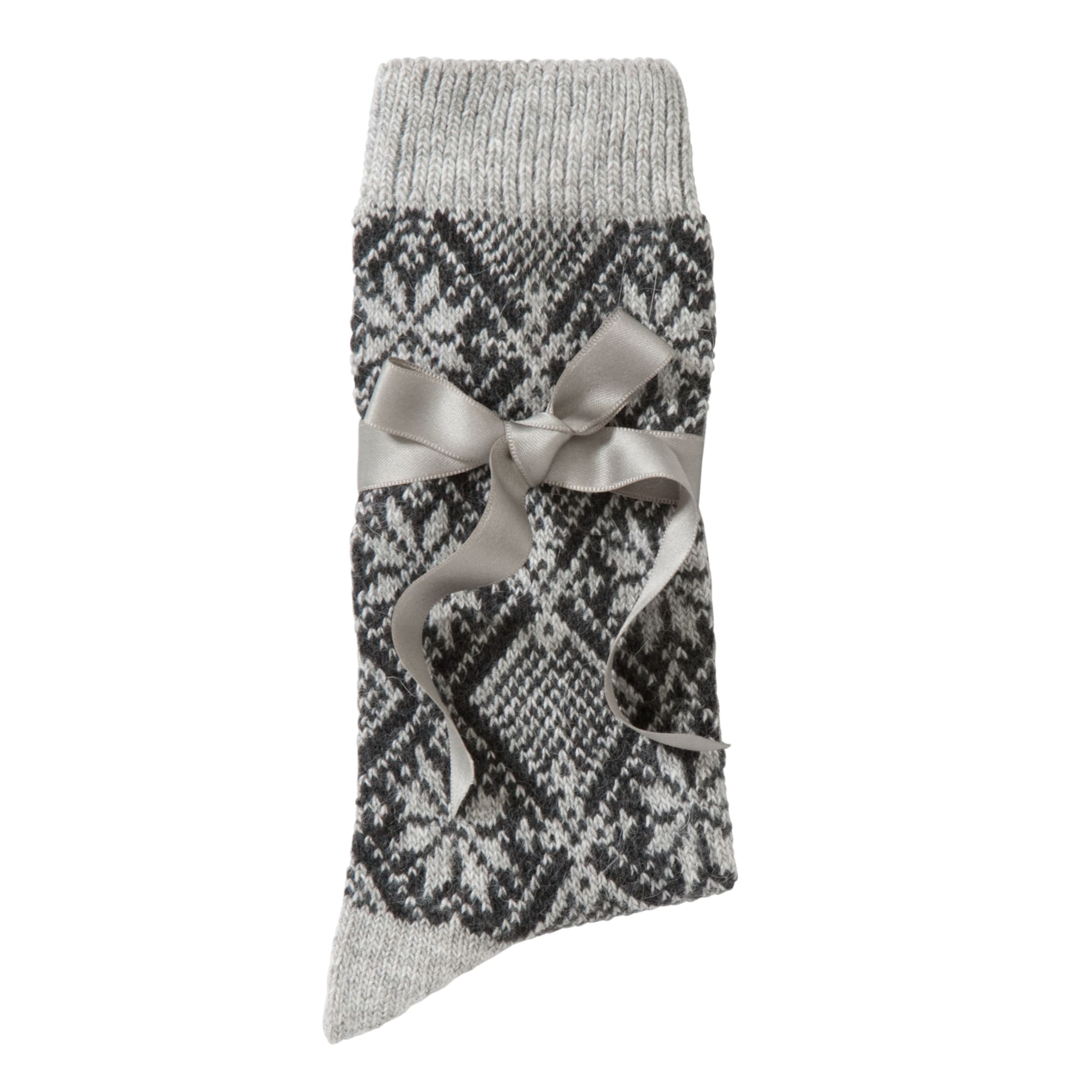 John Lewis Women Angora Blend Snowflake Ribbon Wrapped Gift Socks Grey