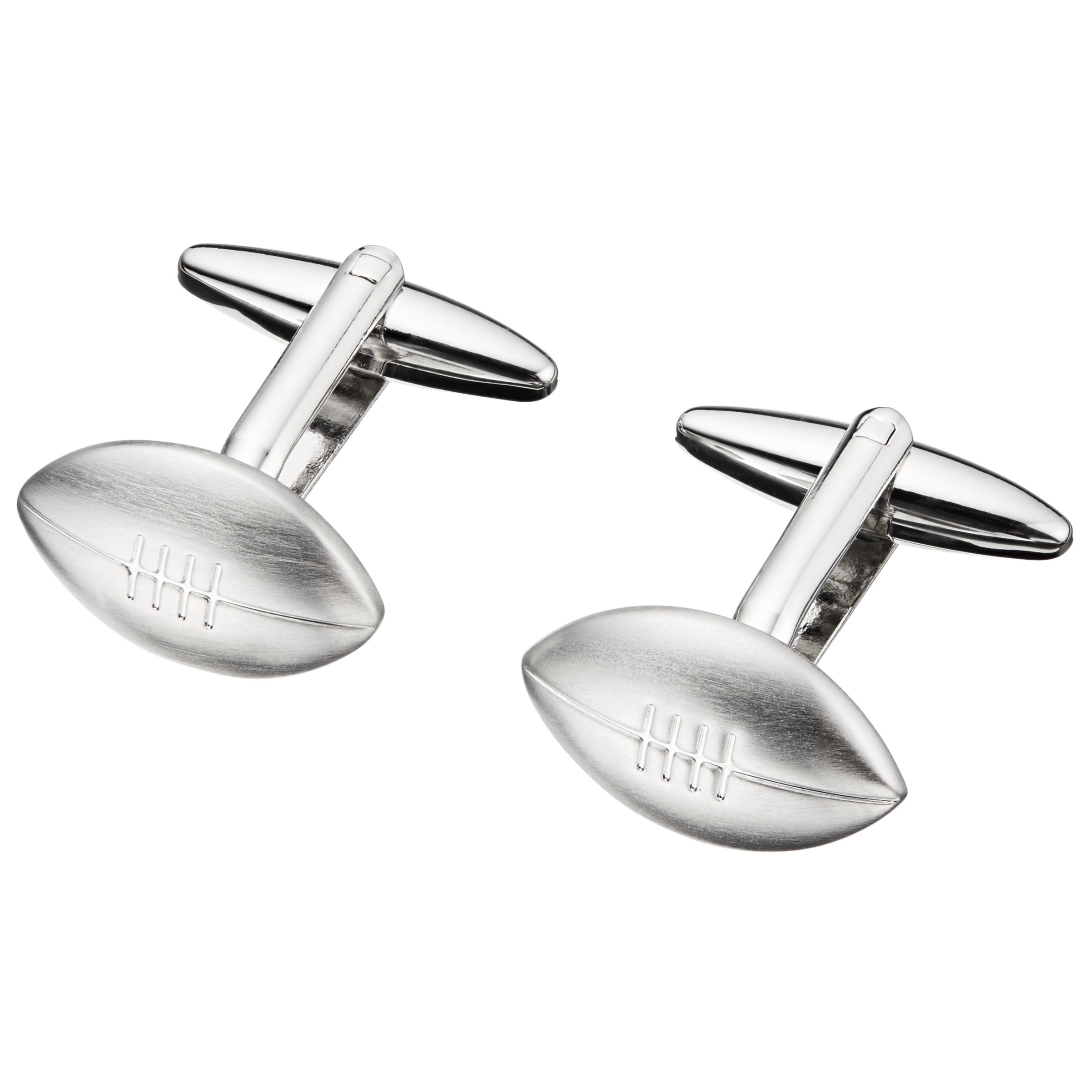 John Lewis Novelty Rugby Ball Cufflinks, Silver