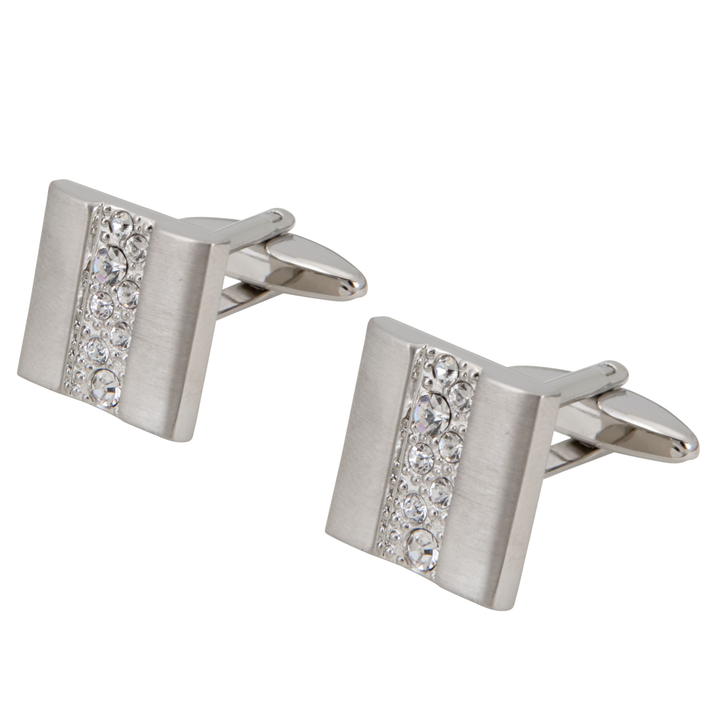 Square Crystal Cufflinks, Silver