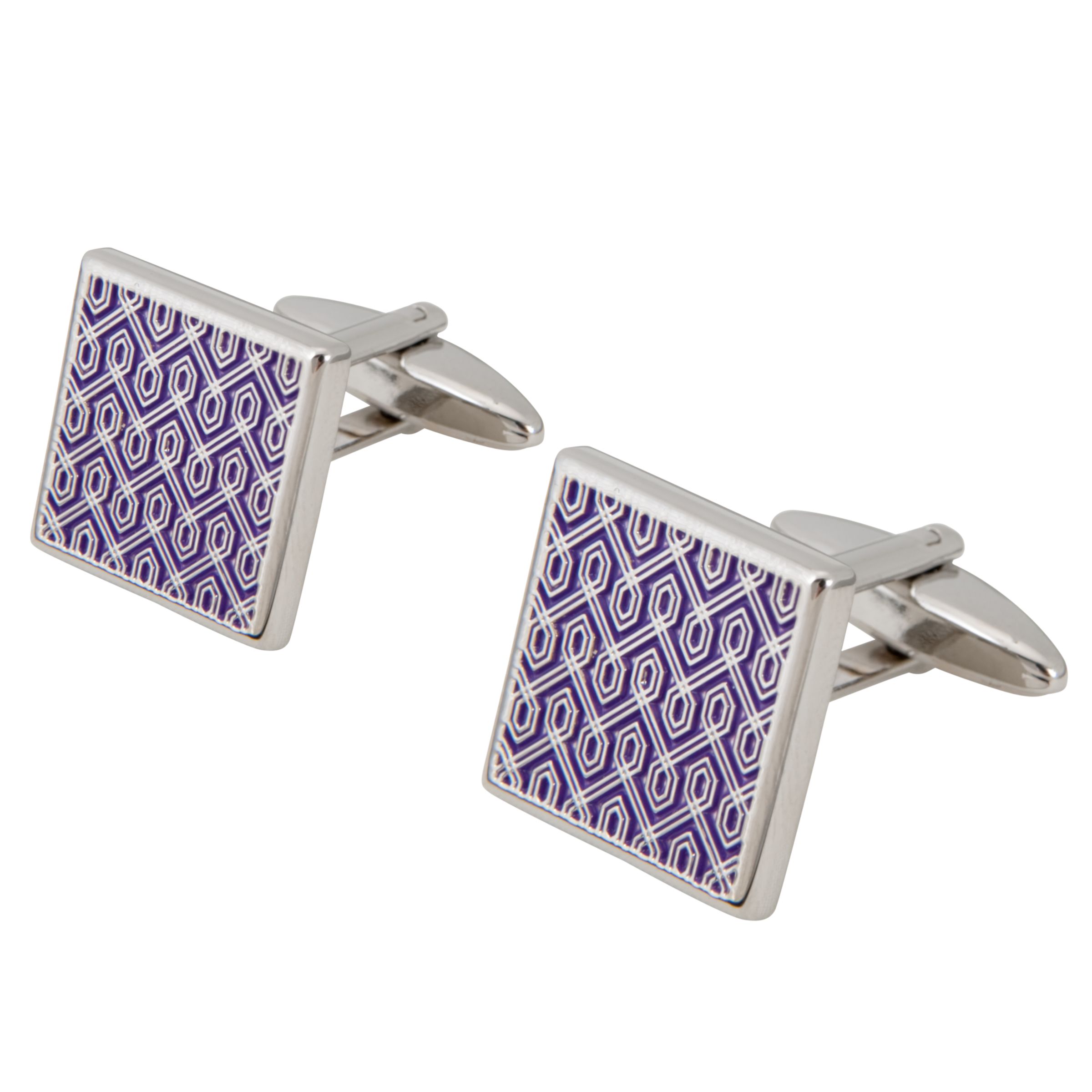 John Lewis Men Square Pattern Cufflinks, Purple