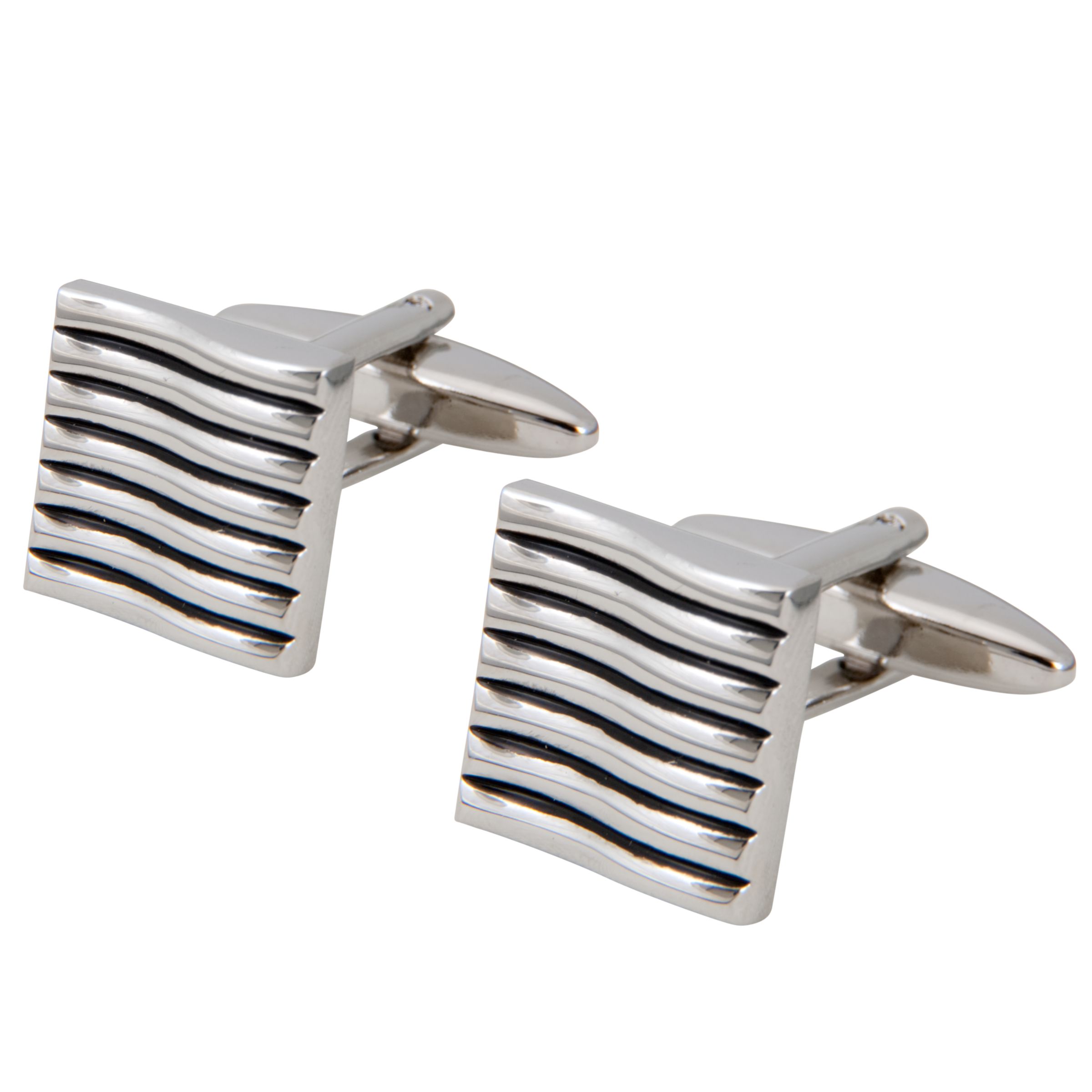 Square Ridge Cufflinks, Silver